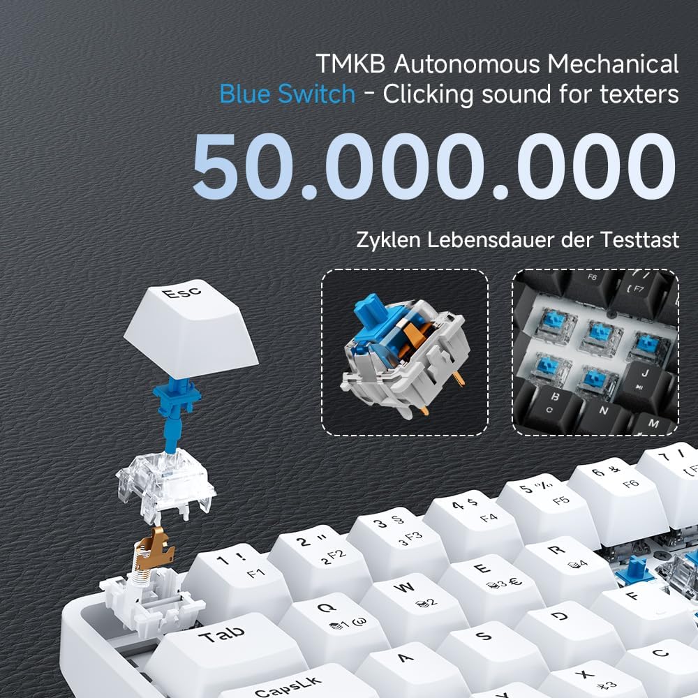 Thumbnail 5 de TMKB Technology T68 Gaming Tastatur (68 Tasten, kabellos) mit Bluetooth/2,4G und QWERTZ