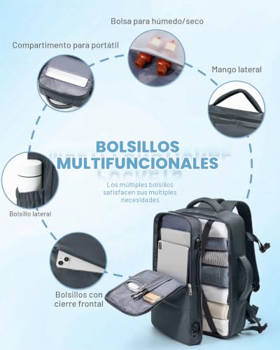 Detalle 2 de SZLX Mochila de viaje 40x30x20 cm con apertura 180° y compartimento para portátil