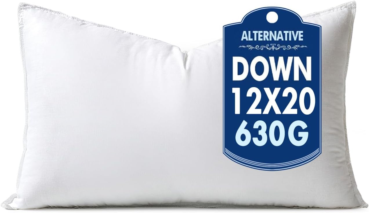Detalle de MIULEE MIULEE Decorative Pillow Insert, 12 x 20 Inch, Down-Alternative Fill
