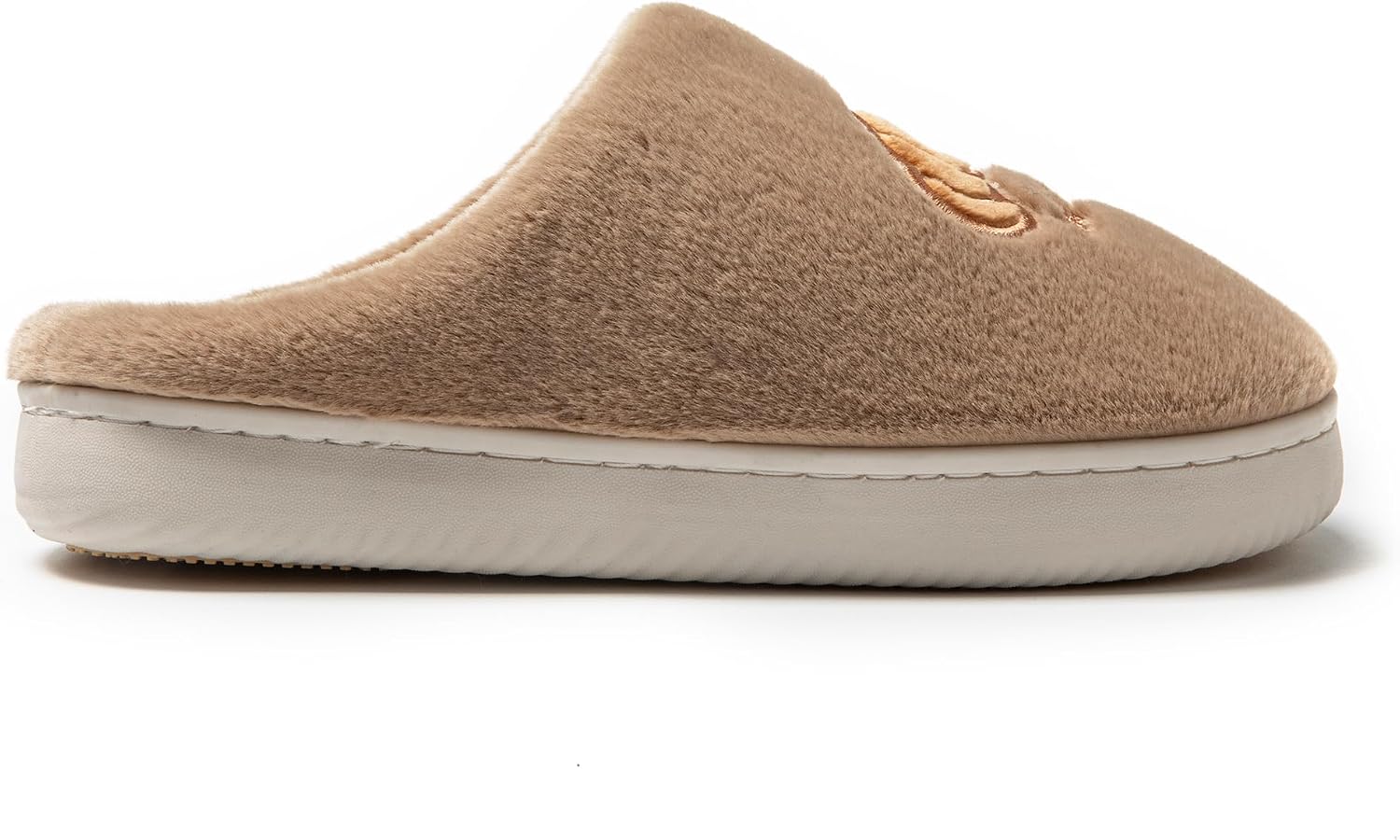 Detalle de JOMIX winterpantoffels voor dames met brood- en briocheborduurwerk, pluche en TPR-zool
