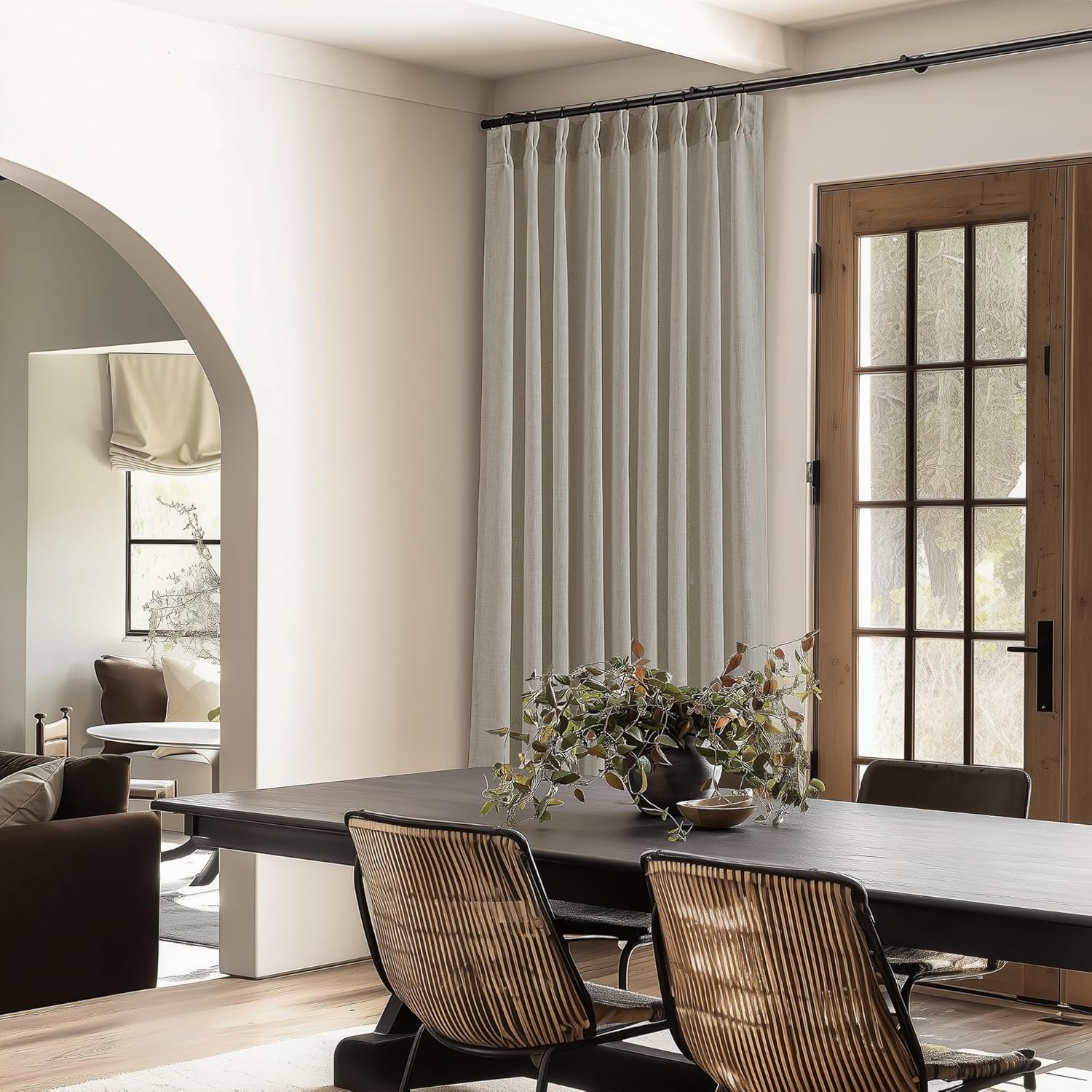 Thumbnail 5 de Extra-wide linen pinch pleat curtains (semitransparent) — 60 x 108 in, 2 panels, jute brown