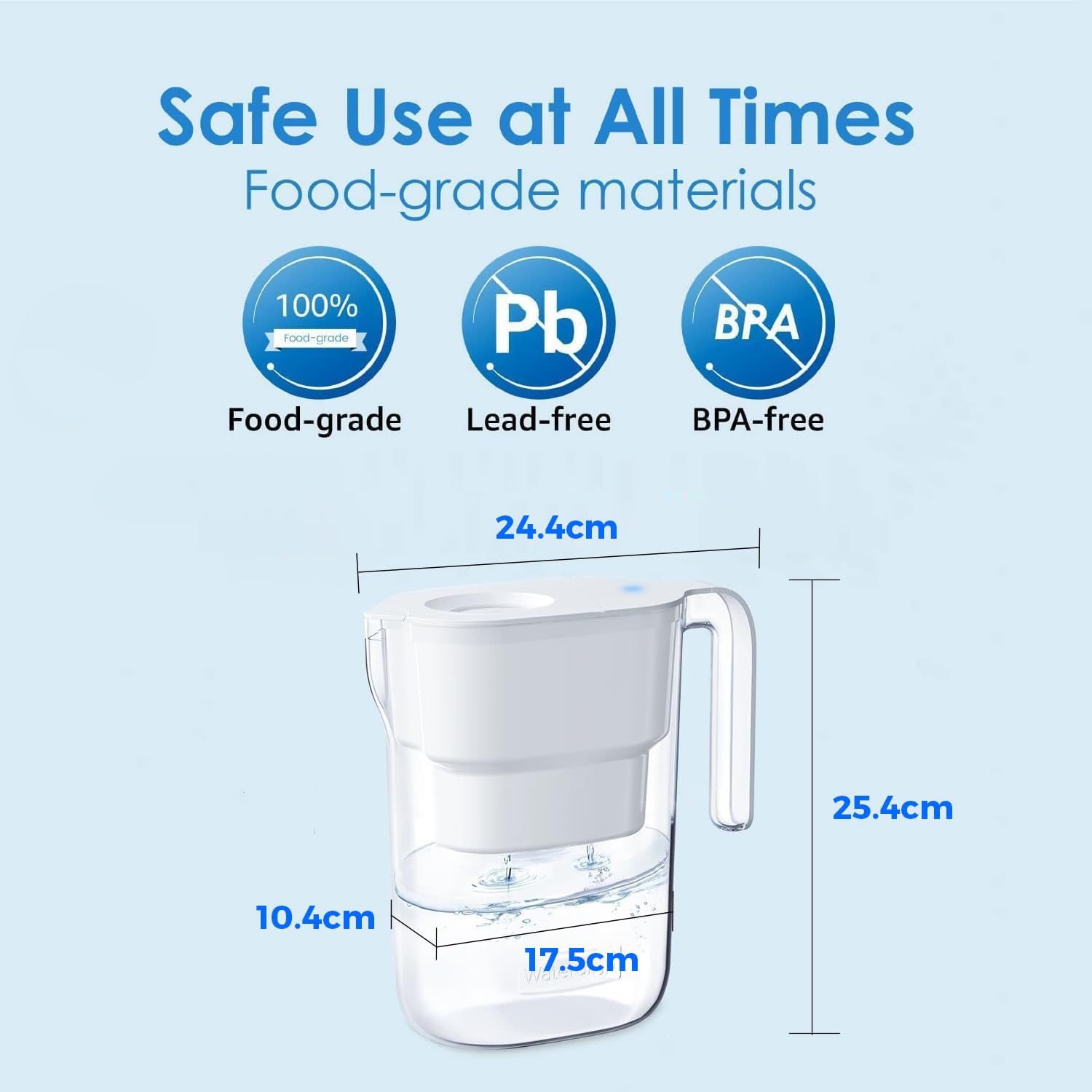 Thumbnail 6 de Waterdrop Elfin Fridge Water Filter Jug with 3 Months Filter – 2.5L, White