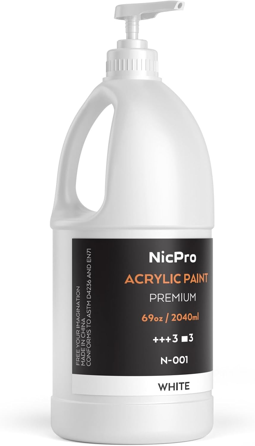 Thumbnail 6 de Nicpro Black Acrylic Paint Set, 2040 ml – Large Pump Bottle for Multi-Surface Crafting (Non-Toxic)