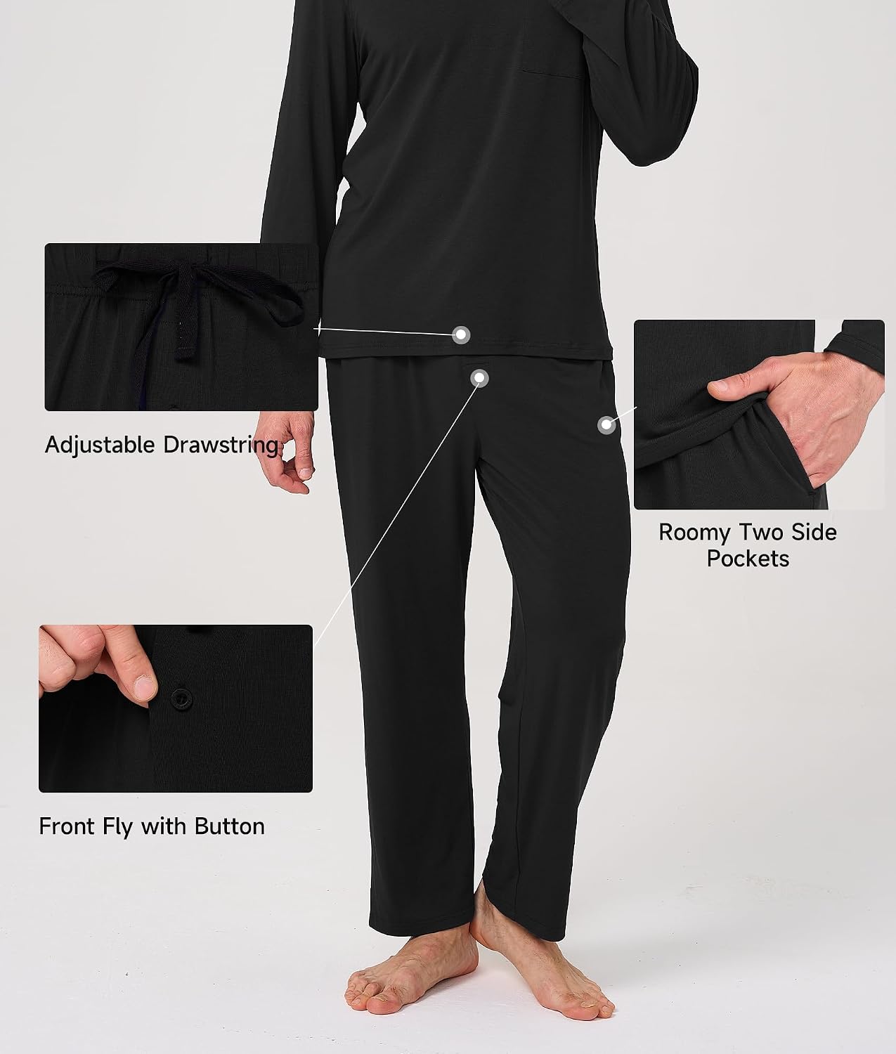 Detalle 2 de Bamboo Cool Men's Pajama Set in Bamboo Rayon