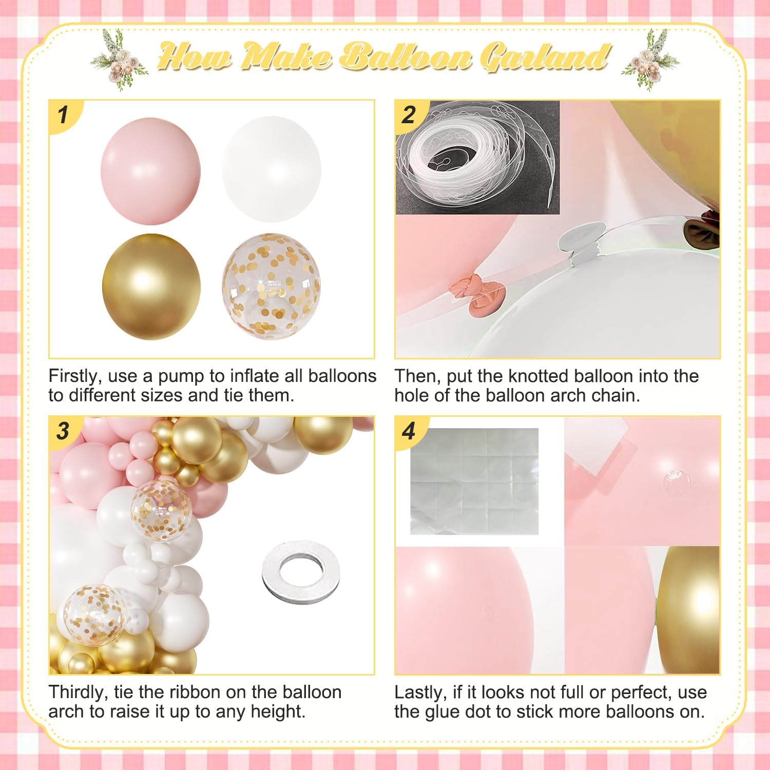 Thumbnail 6 de Pink and White Balloon Arch Kit, 138 Pcs: Pastel Garland for Birthdays, Baby Showers, Weddings