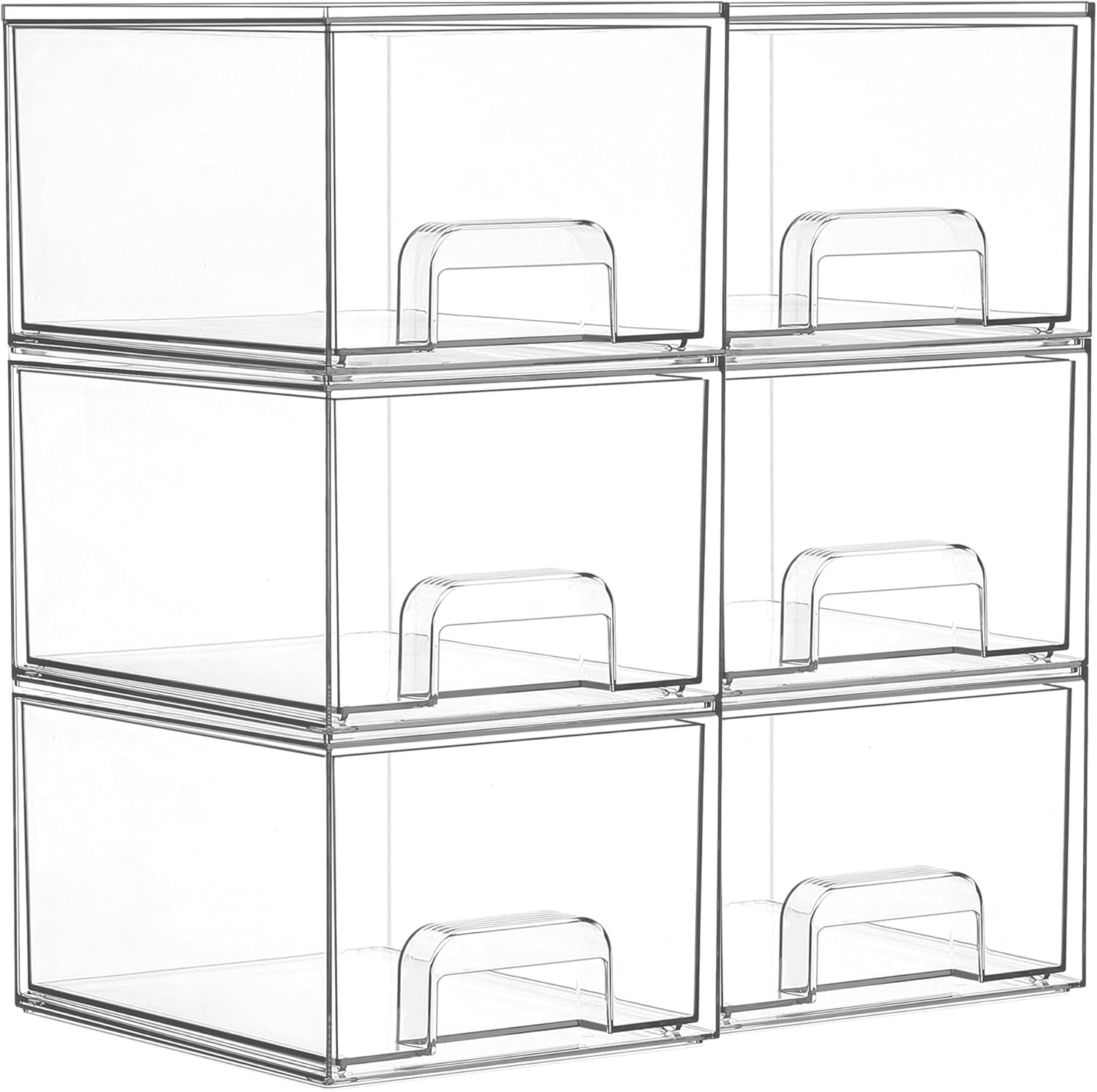 Detalle de Vtopmart 6 Pack Small Clear Stackable Storage Drawers