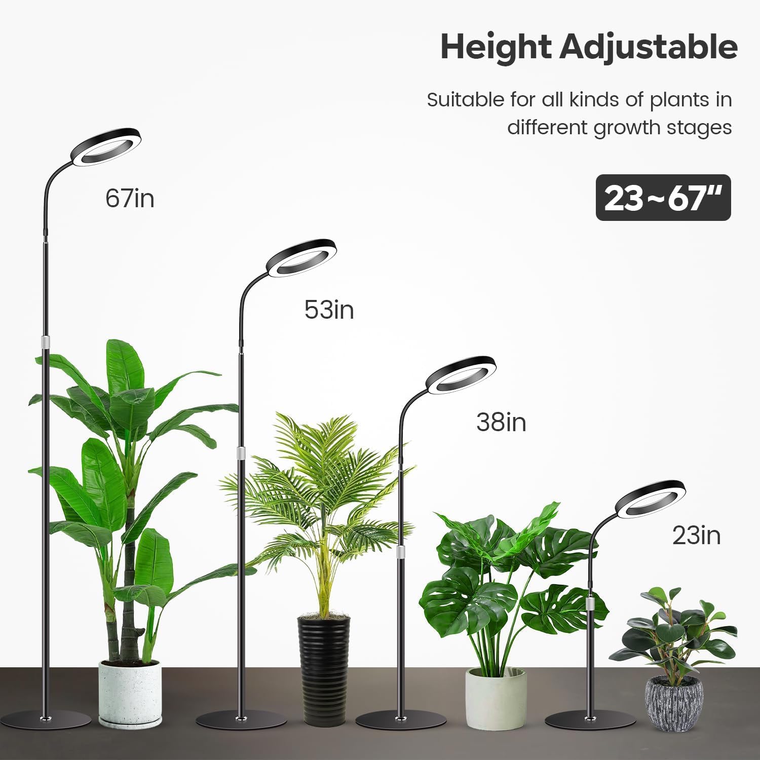 Detalle 2 de Garpsen Pflanzenlampe 58–170 cm 🌱