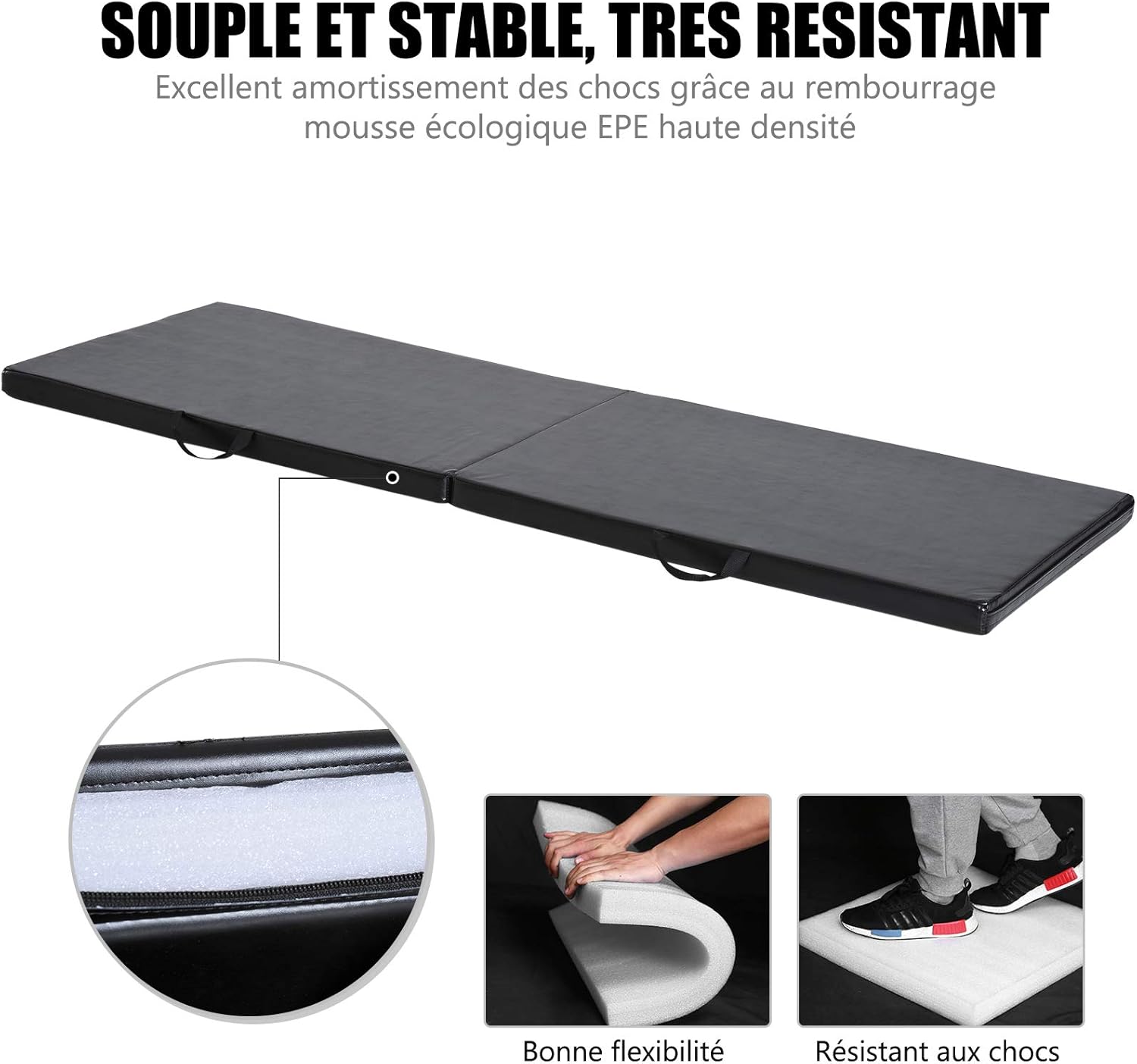 Thumbnail 4 de HOMCOM tapis de gymnastique yoga pilates fitness pliable grand format en simili cuir