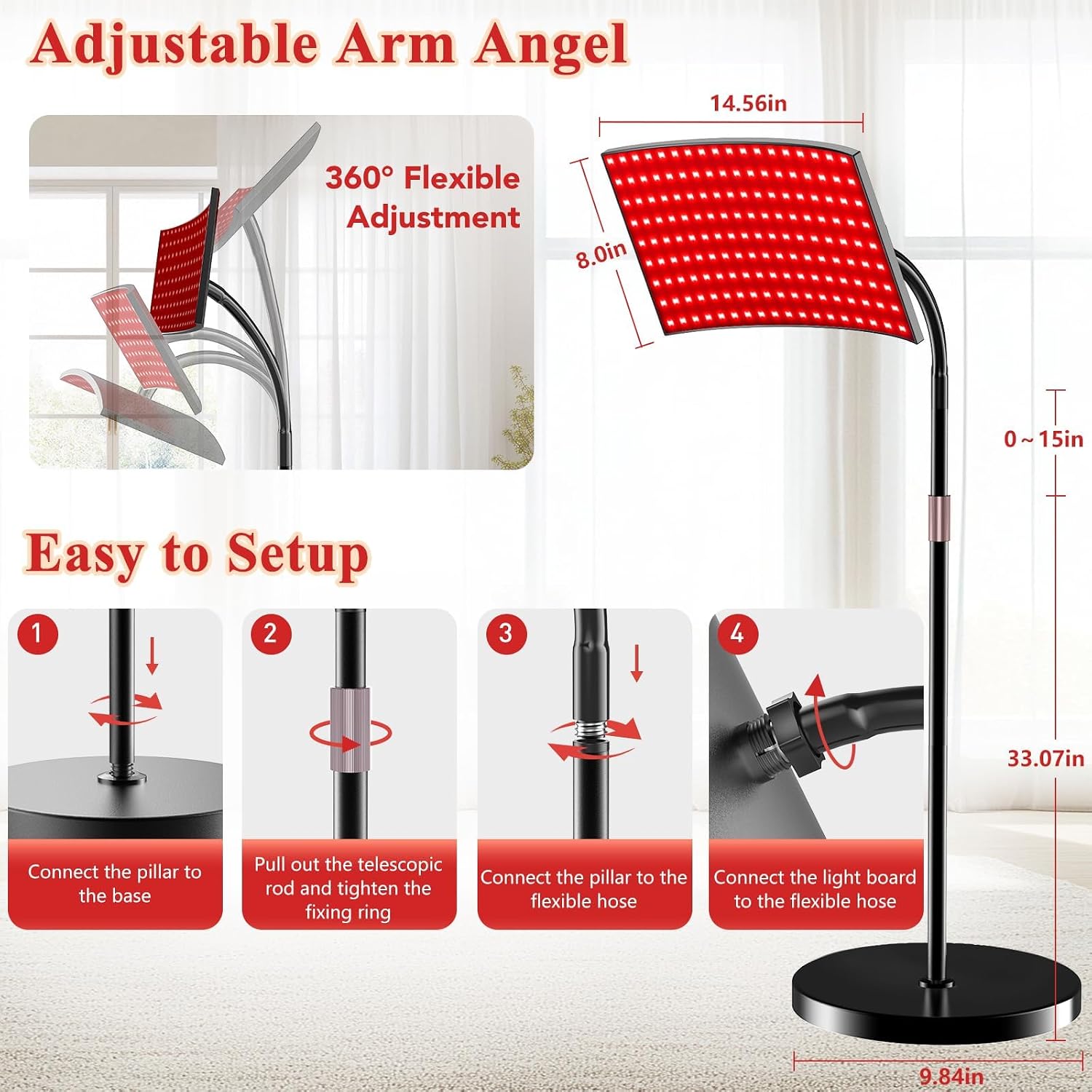 Detalle 2 de XMZXMZ Red Light Therapy Panel: 660nm + 850nm at-Home Full-Body Light Therapy
