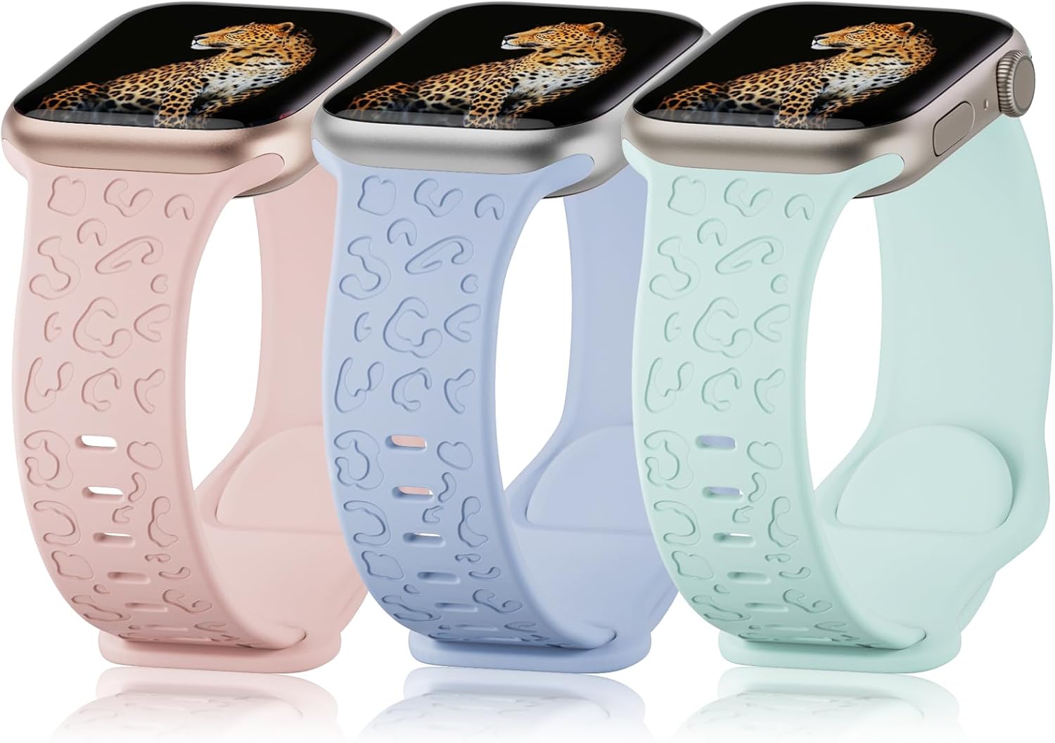 Thumbnail 1 de Tuocal 3-pack leopard print silicone watch straps for Apple Watch (38mm/40mm/41mm)