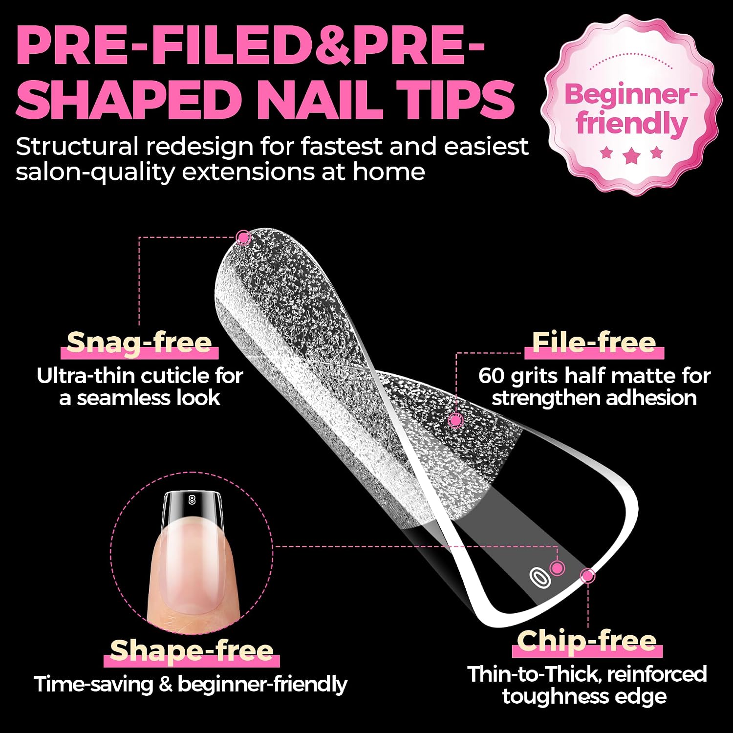Detalle 1 de UNA GELLA Nail Tips, Short Square