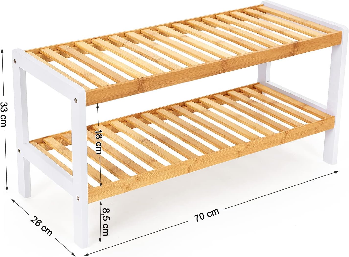 Detalle de SONGMICS LBS02H Scarpiera bamboo 2 ripiani 26x70x33 cm