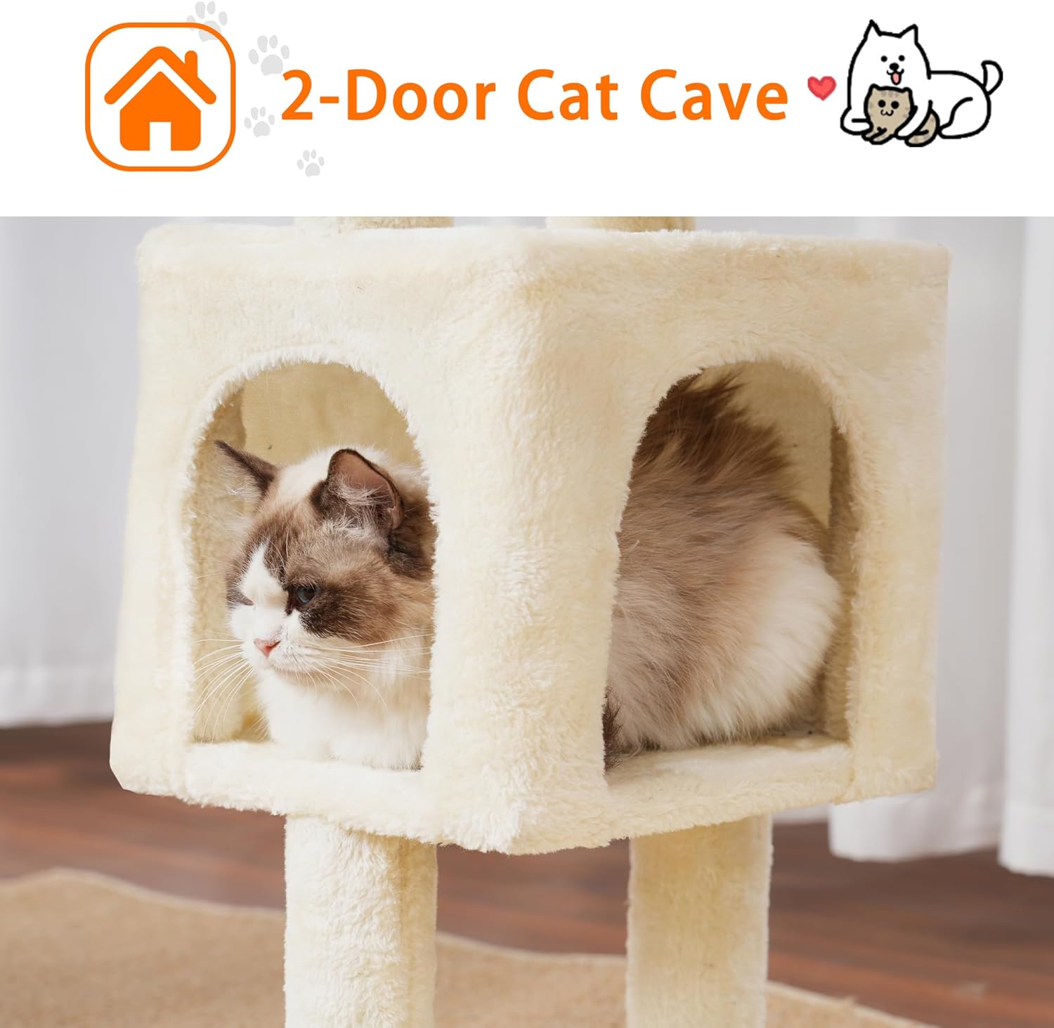 Detalle de Heybly Cat Tree, 100 cm Tower Condo with Cat Scratching Post