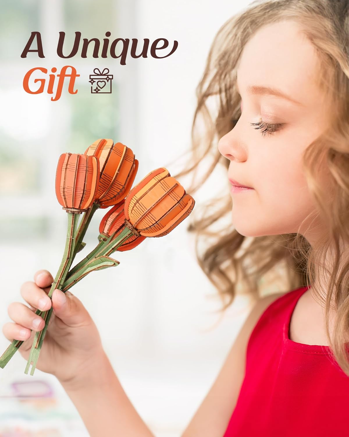 Thumbnail 1 de rowood 3D Puzzle Orange Tulpe, 1 DIY-Blume