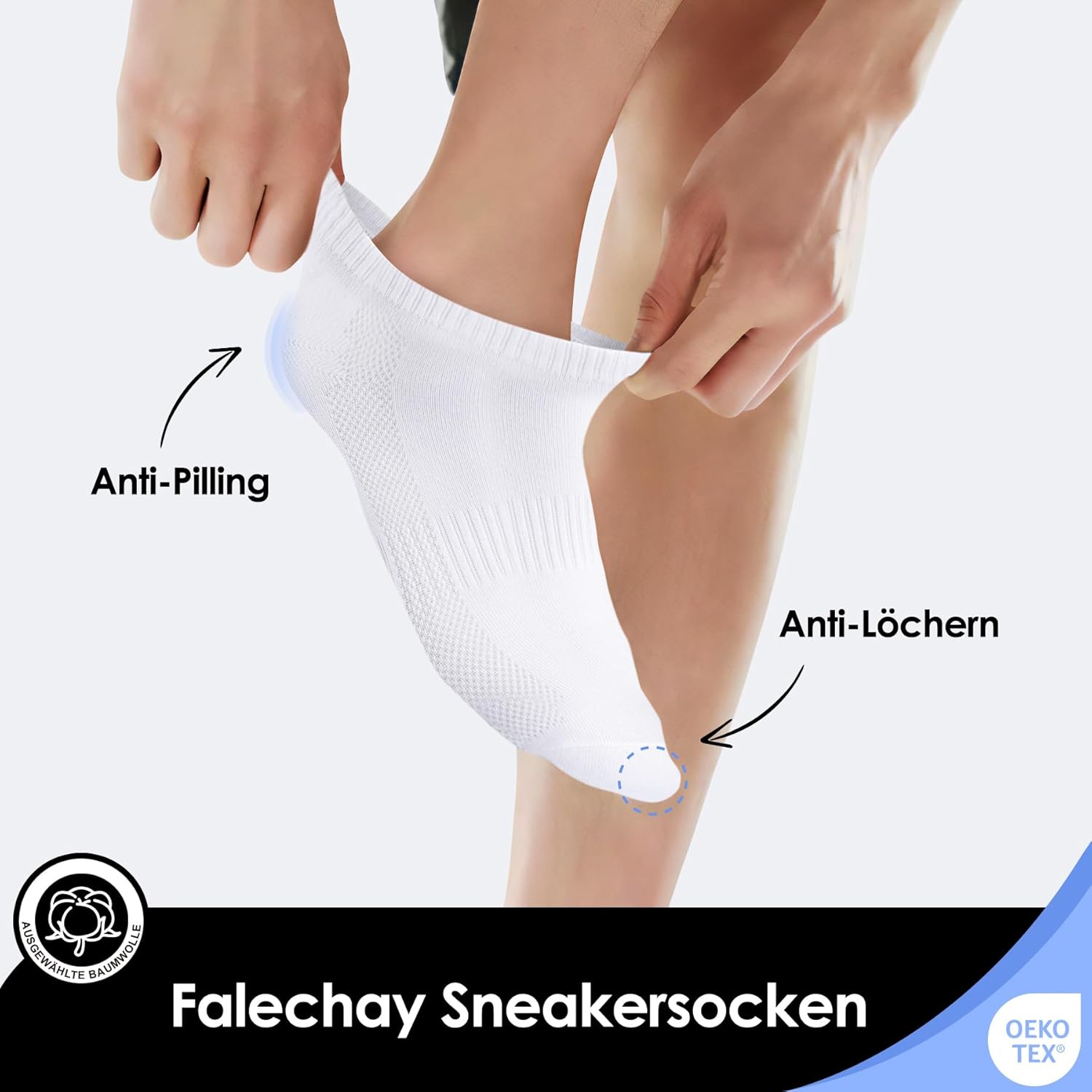 Thumbnail 4 de Falechay Sneaker Socken (10 Paar) – kurze, atmungsaktive Baumwoll-Sportsocken für Herren & Damen, Unisex