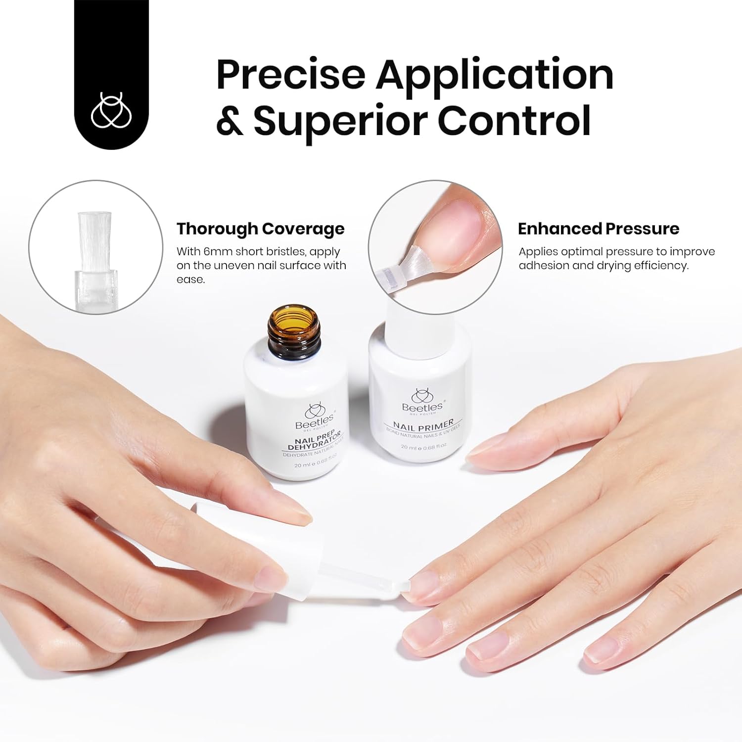 Detalle de Beetles 4-teiliges Base-/Top-Coat-Set mit Nagel-Dehydrator & Säurefreiem Bond-Primer (15 ml + 20 ml)