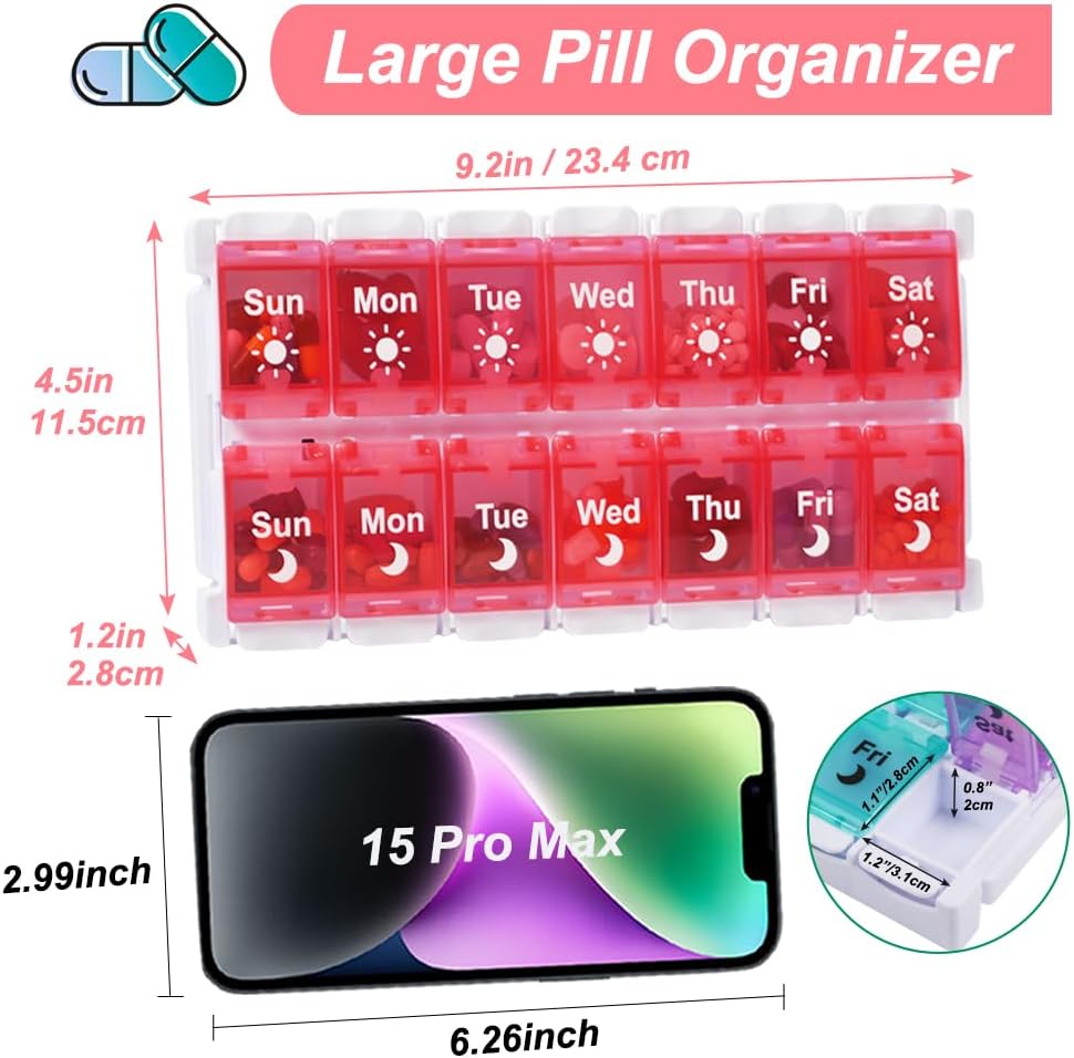 Thumbnail 2 de Shintop 7-Day Pill Organizer, AM/PM Compartments with Push-Button Lids