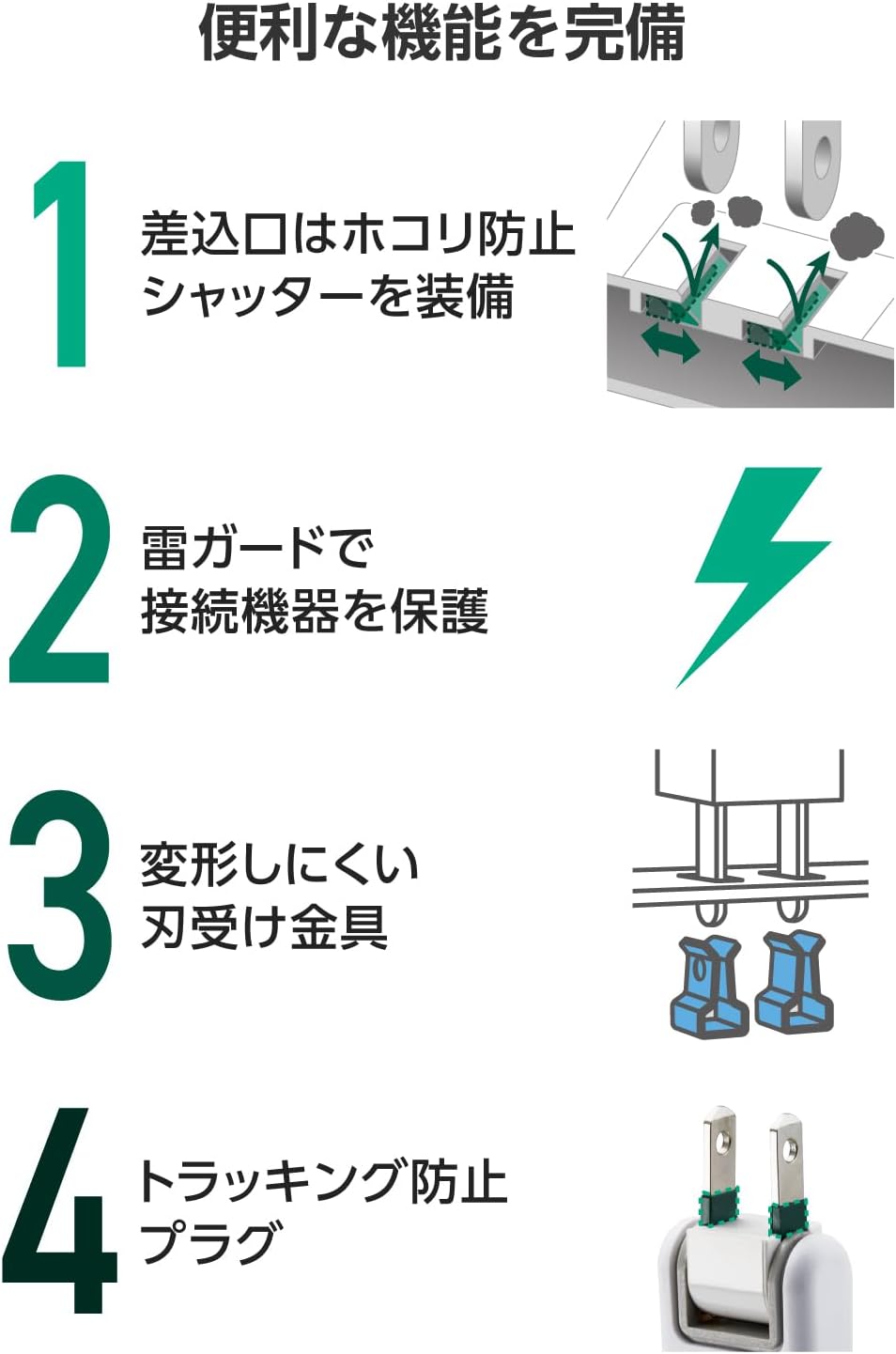 Thumbnail 6 de エレコム ECT-44-8A2C15WH 電源タップ 8個口・USB-C 20W PD・USB-A×2