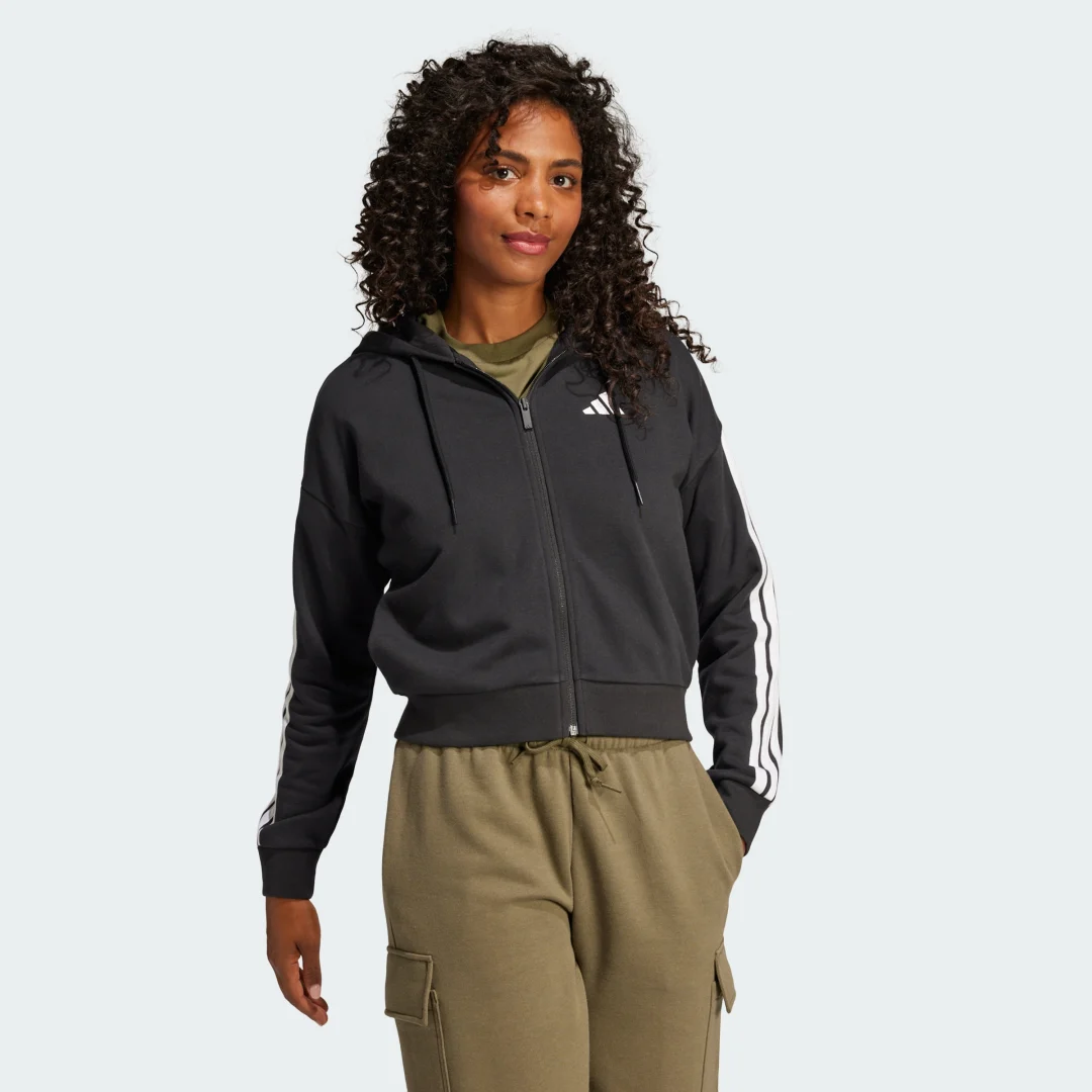 Detalle de Chaqueta con capucha Essentials French Terry 3 bandas de Adidas