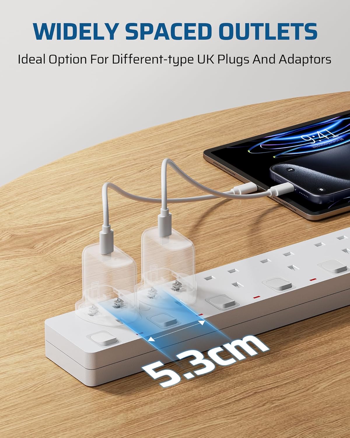 Thumbnail 4 de DEWENWILS 6 Way Surge Protected Extension Lead with 3m Cord and Wall Mount