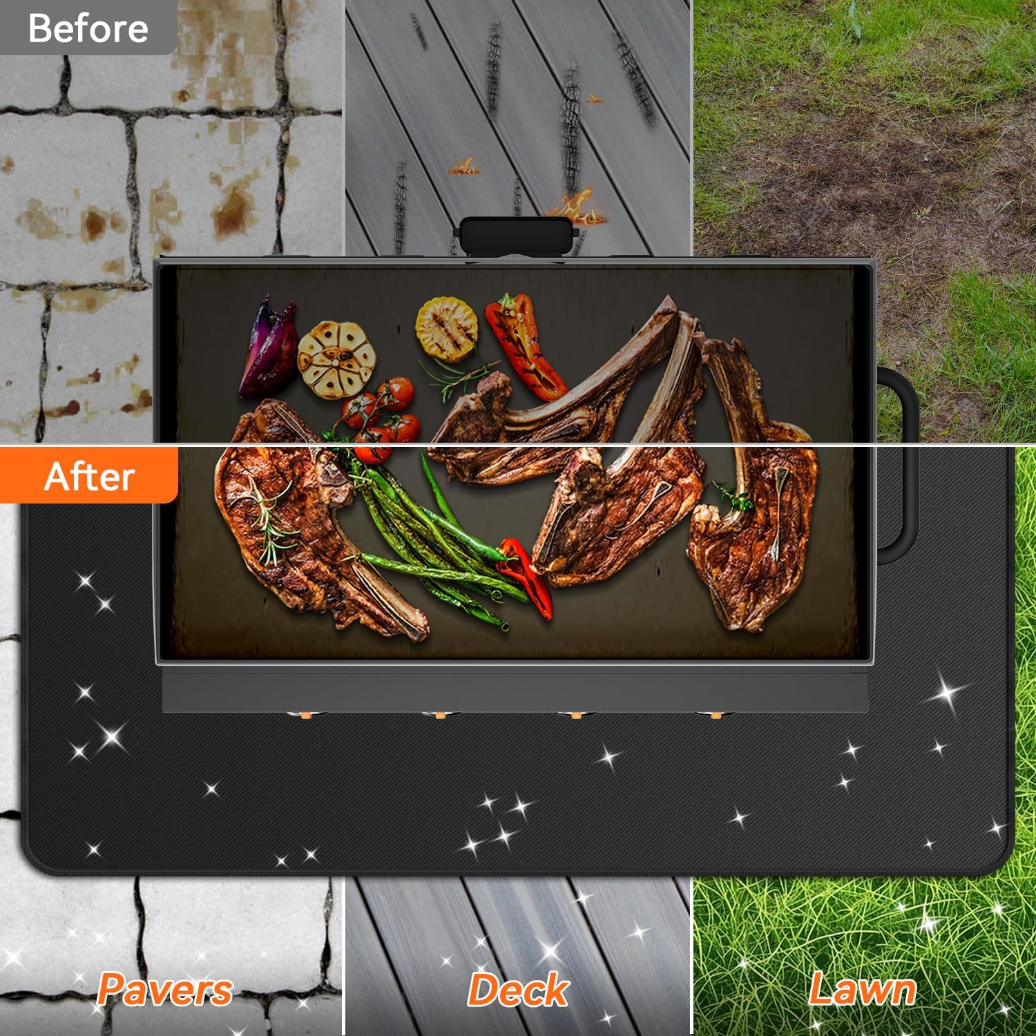 Detalle 2 de rumlick HDC-1153 75 x 40-Inch Grill Mat, Double-Sided Fiberglass