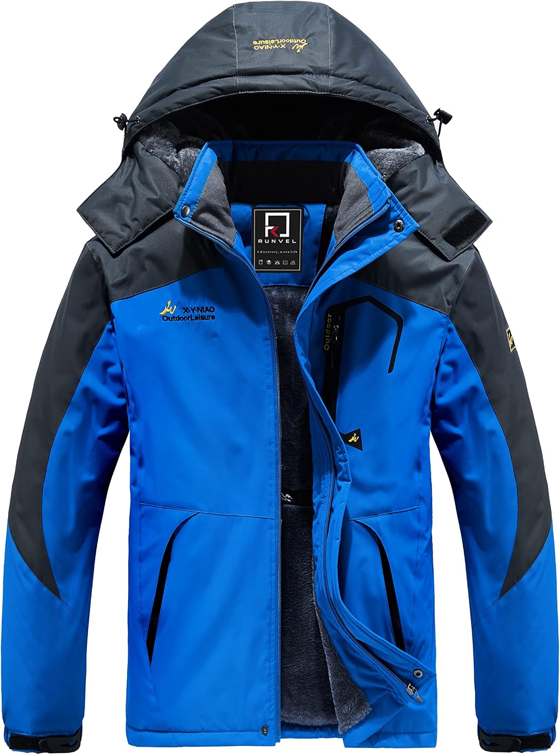 Detalle de R RUNVEL Men's Waterproof Fleece Jacket 1 Coat