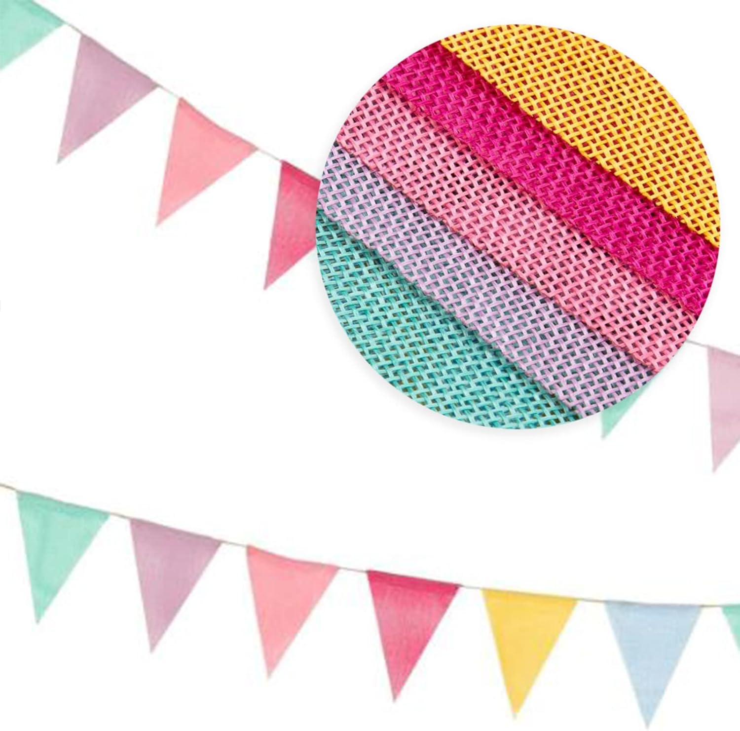 Detalle de SZXMDKH 60 Flags 68 Feet Bunting Banner – Multicolour Outdoor Linen Burlap Celebration Decoration