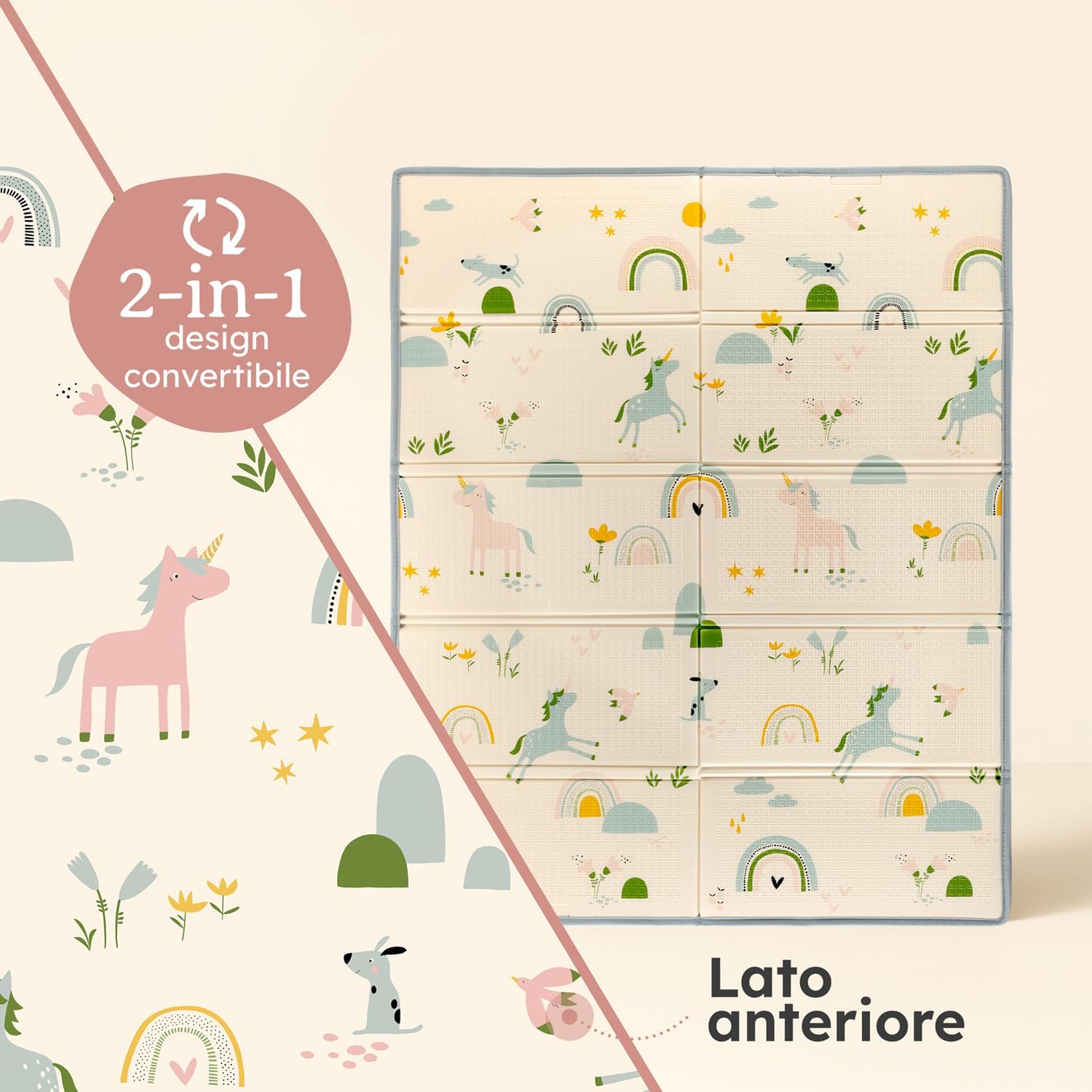 Thumbnail 2 de Laleni tappeto gioco bambini pieghevole 120x150x1cm impermeabile e isolante con design arcobaleno