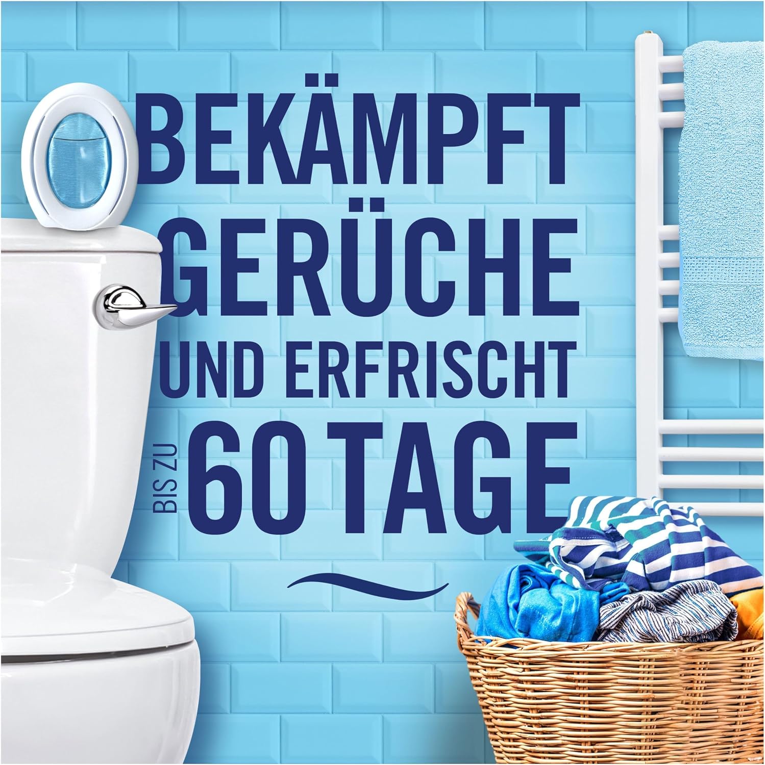 Detalle de Febreze Bad Lufterfrischer 8x – kontinuierliche Geruchsbekämpfung & 24/7 Frische im Bad