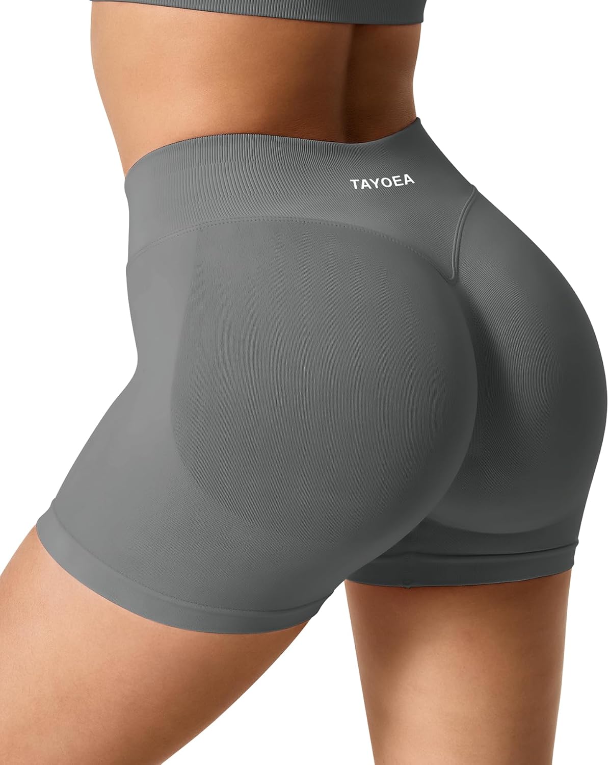 Detalle de TAYOEA Sport Shorts Damen Scrunch – kurze Gym-Shorts mit Push-up-Effekt und nahtlosem Design