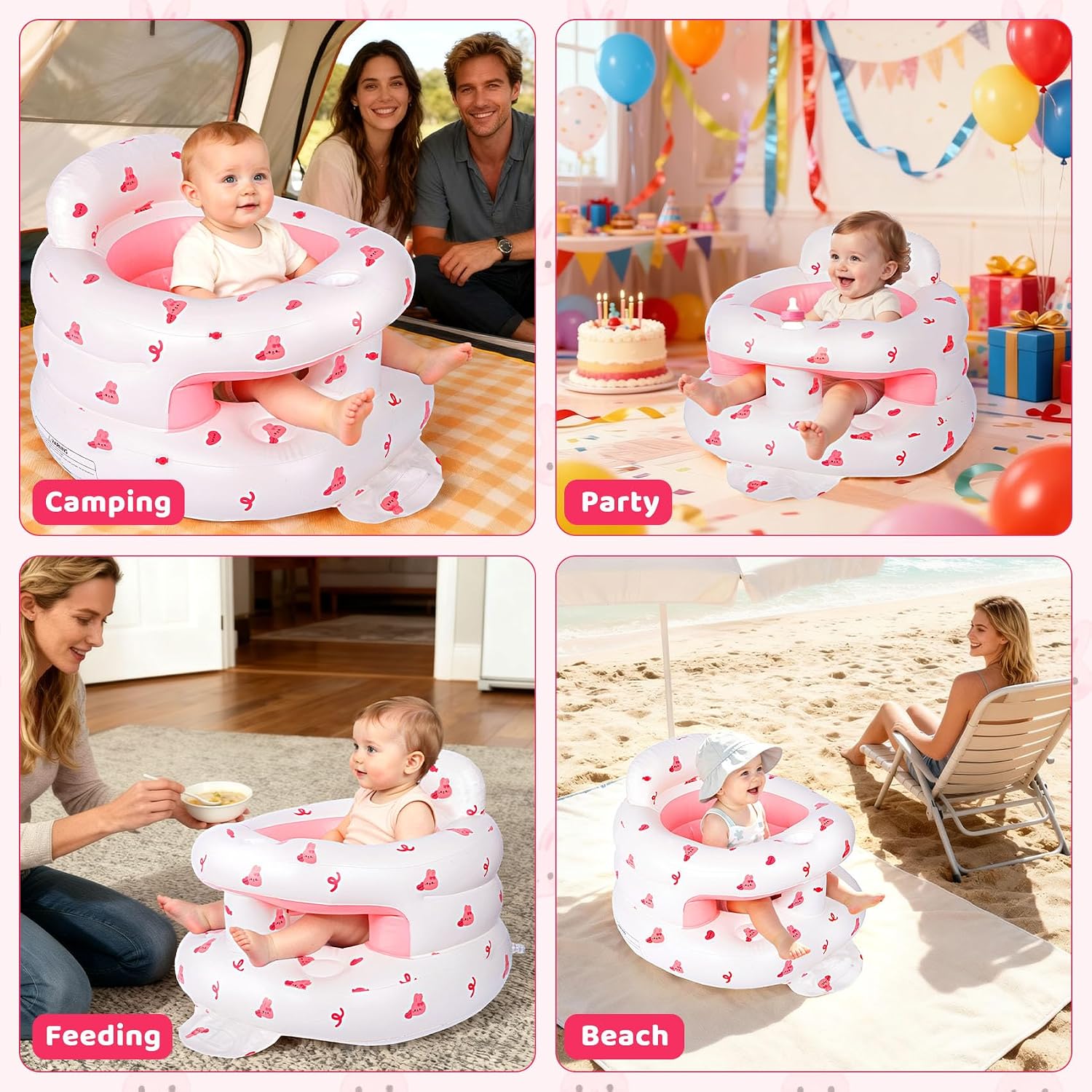 Thumbnail 4 de CandyHome Inflatable Baby Seat, Bunny Design with Built-In Pump and Back Support