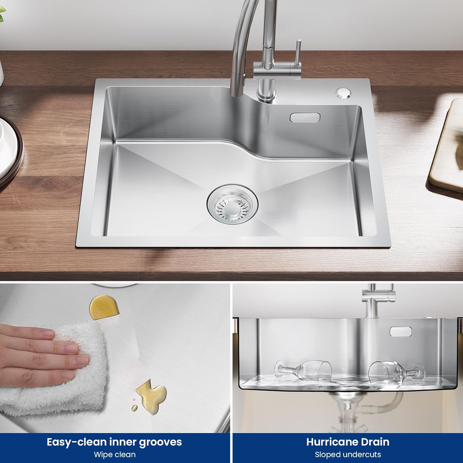 Detalle de CECIPA lavello cucina 60x45 cm in acciaio inox 1 vasca con foro e cestello