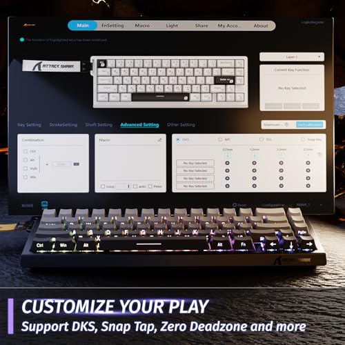 Detalle de ATTACK SHARK X68 HE: Teclado gaming 60% con Rapid Trigger y 8000 Hz de sondeo