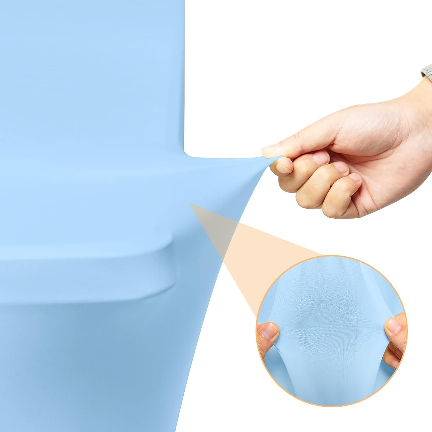 Detalle de 2 Pack 6-Foot Light Blue Spandex Tablecloth (Rectangular Tables) — Fitted Stretch, Wrinkle-Resistant, Washable