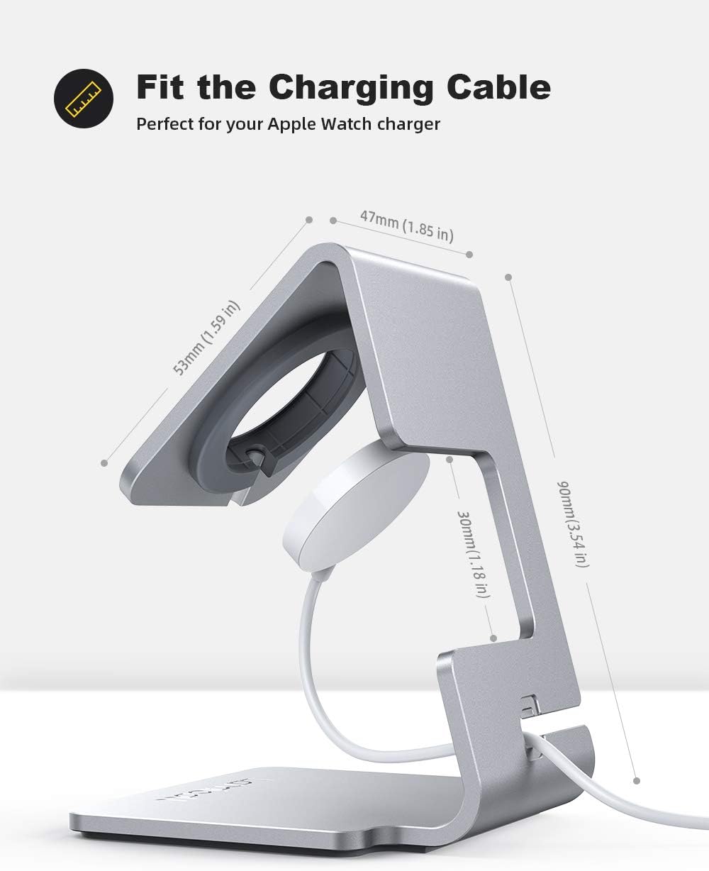 Detalle de Lamicall Stand for Apple Watch – Desk iWatch Stand Holder Charging Dock (Silver)