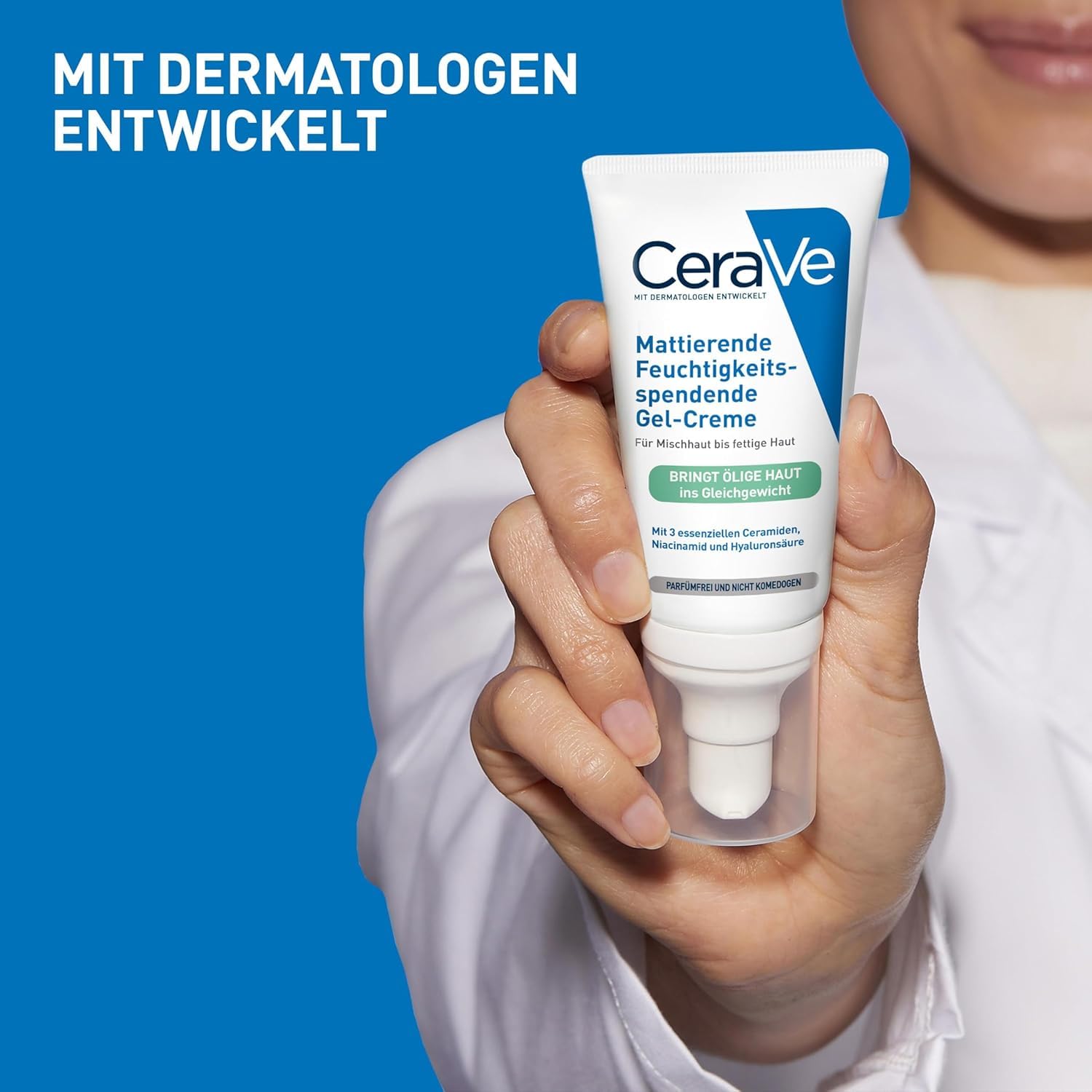 Detalle de CeraVe Mattierende Feuchtigkeitsspendende Gel-Creme – eine pflegende Lösung für Mischhaut und fettige Haut (52 ml)