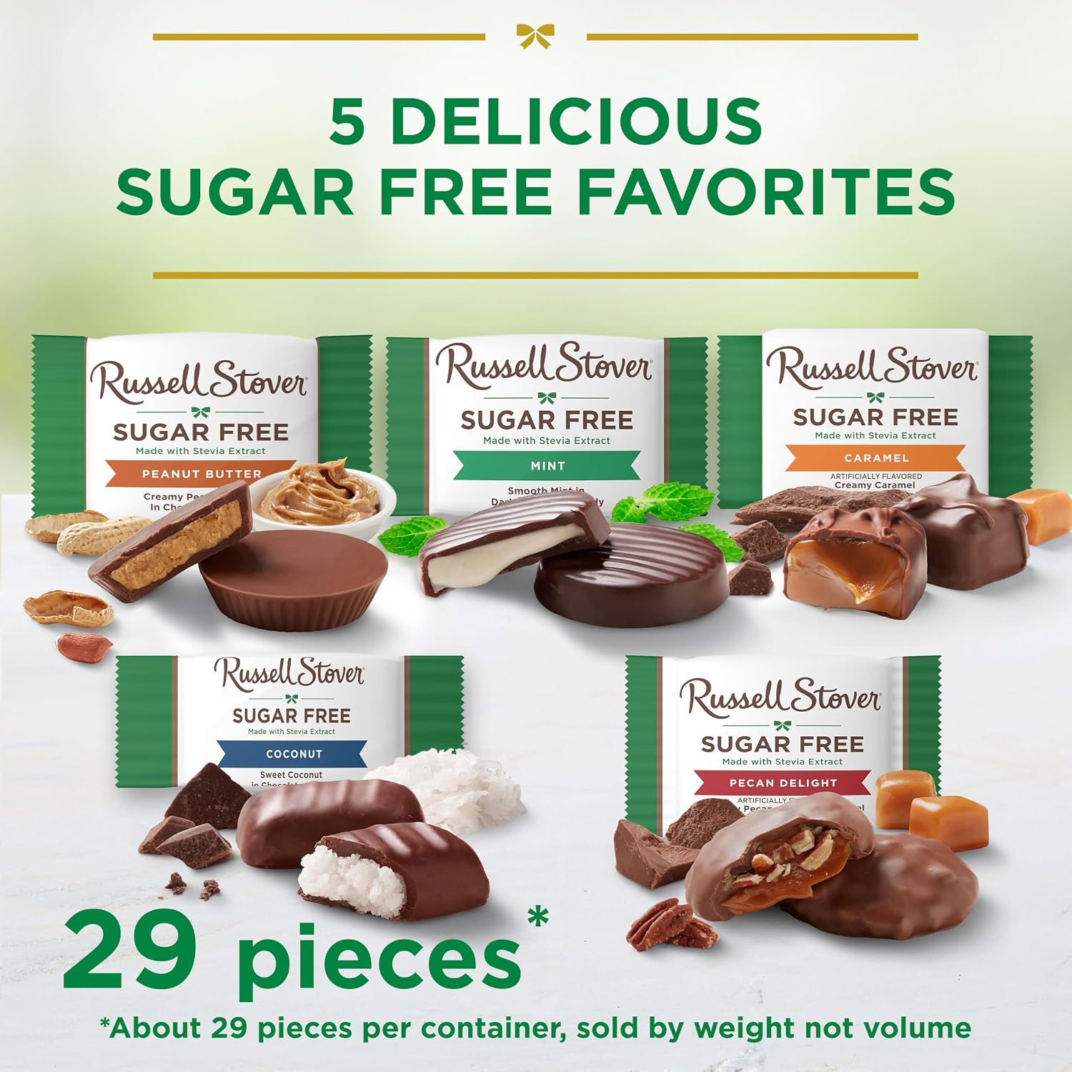 Detalle de Russell Stover 10002754 Sugar Free Assorted Chocolate Candy, 15.7 oz Bag