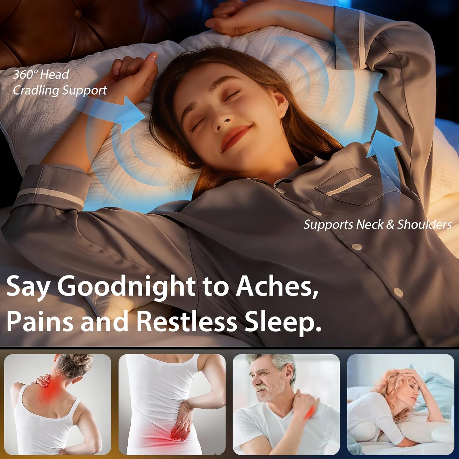 Detalle de BETU Cooling Pillow Queen Size — Shredded Memory Foam Pillow
