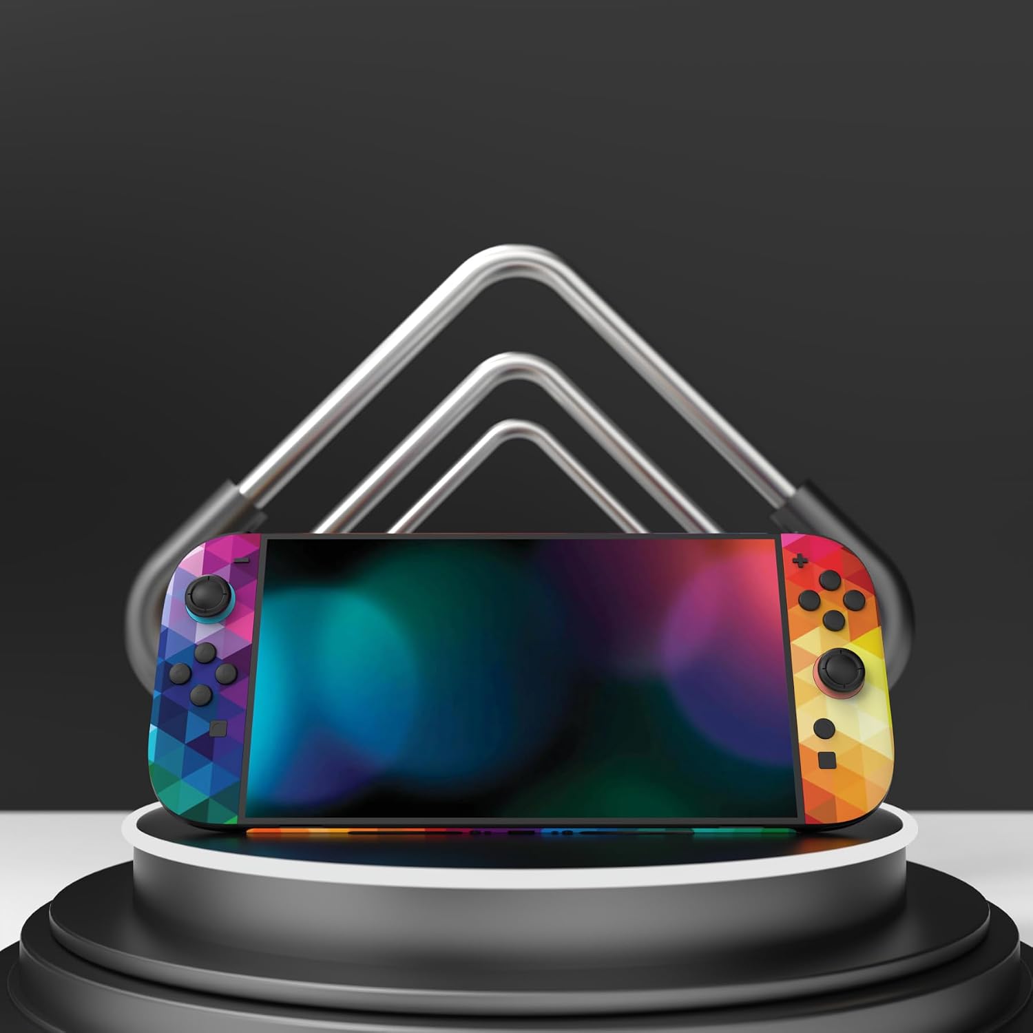 Detalle de PlayVital Full Set Protective Skins for Nintendo Switch 2 (Vinyl decal wrap) – Colourful Triangle