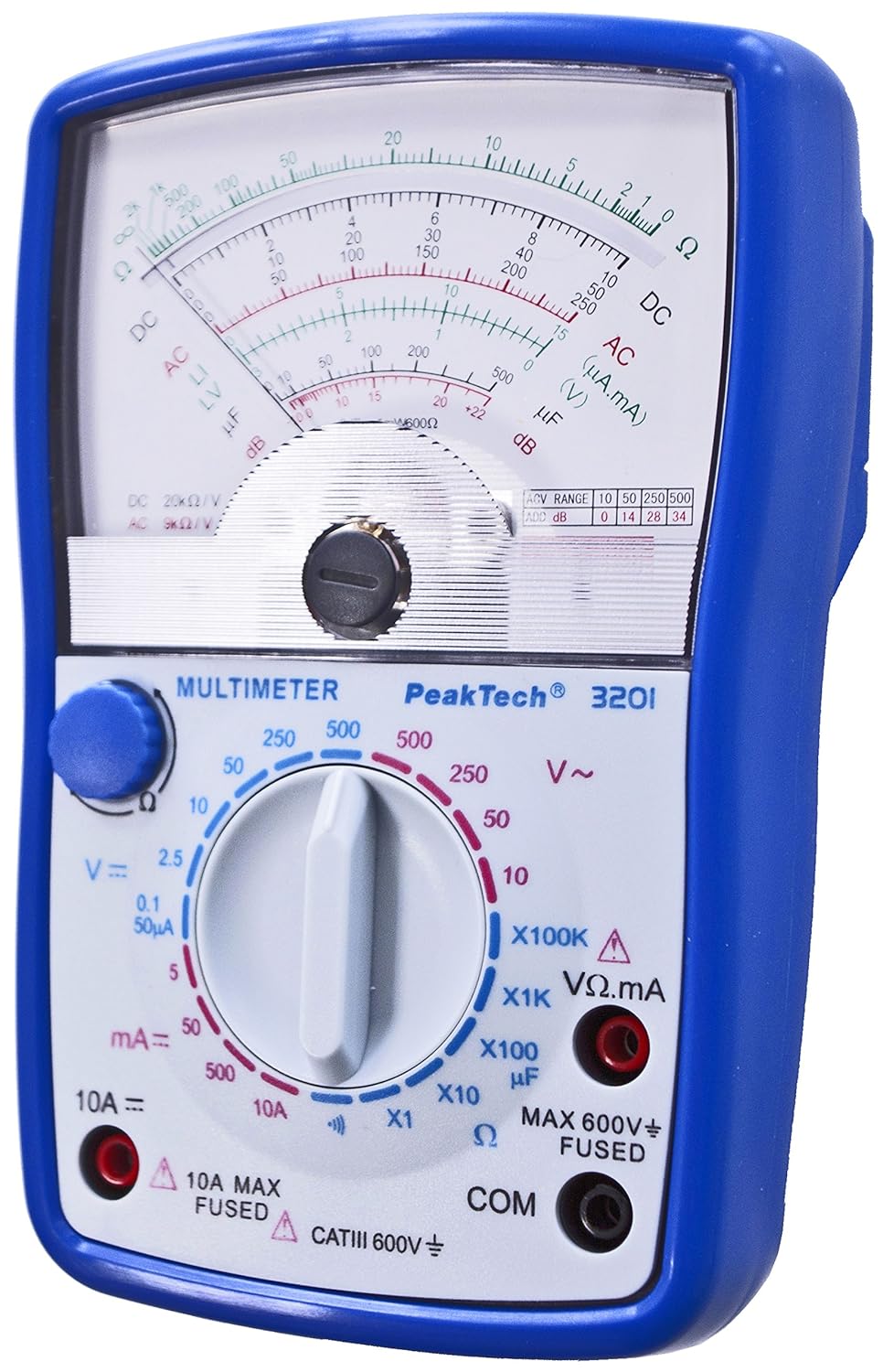 Detalle 2 de PeakTech P 3385 multímetro analógico 600V