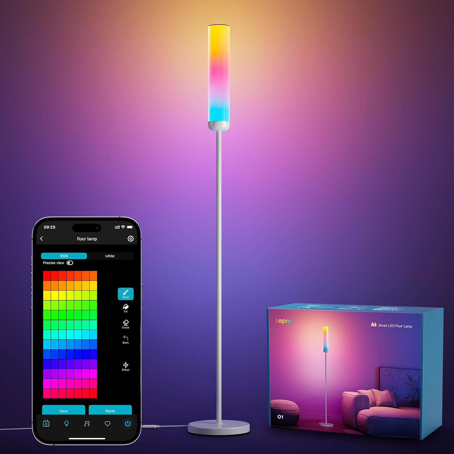 Thumbnail 1 de Lepro O1 IA Lampadaire LED : l’éclairage ambiant intelligent pour votre salon et chambre