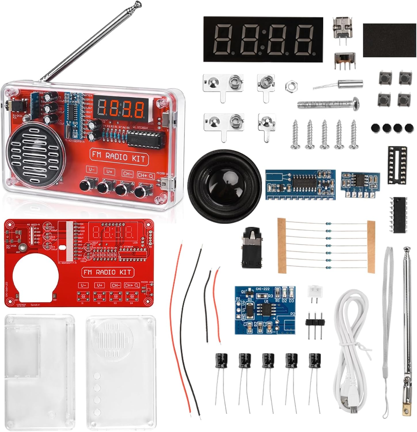 Detalle de Heemol DIY-soldeerset voor digitale FM-radio met display en oplaadmodule