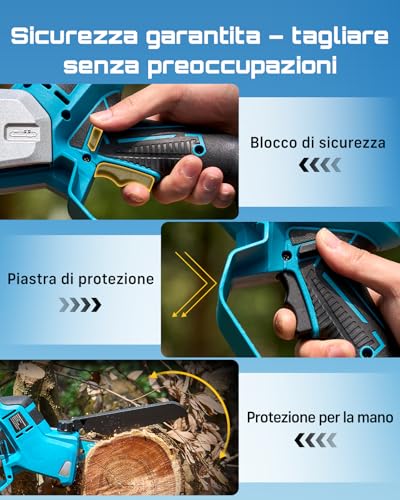 Thumbnail 7 de SEESII Mini Motosega a Batteria 6 Pollici – 8000 mAh, doppie batterie e lama per potature e fai-da-te