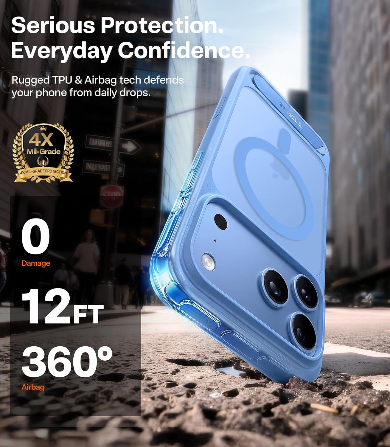 Detalle 2 de TORRAS Ostand L1 iPhone 18 Pro Case, Magnetic Stand, Glacier Blue