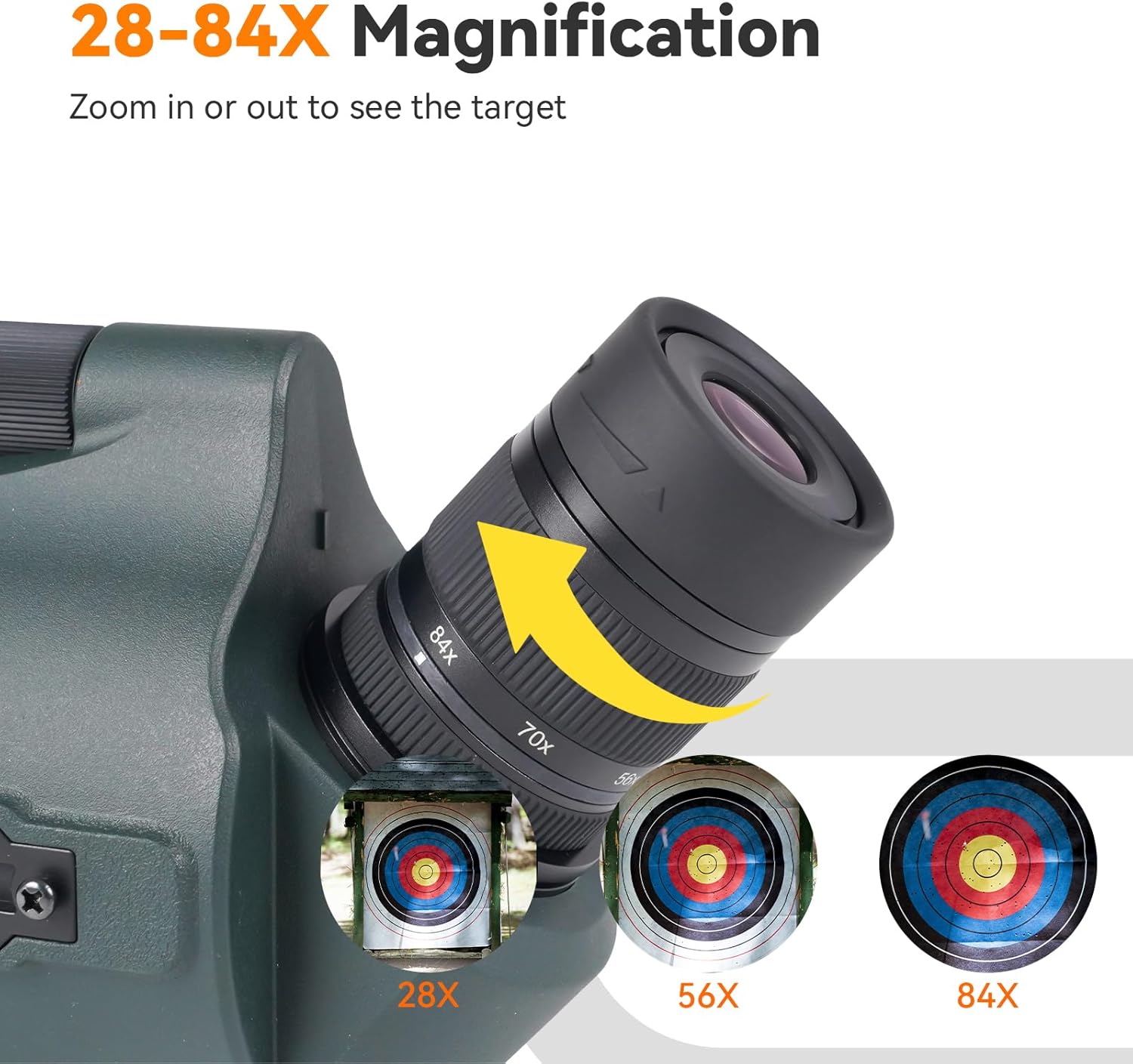 Detalle 2 de SvBony SV41Pro Mini Télescope d’observation Maksutov-Coudé 28-84×80 mm avec oculaire FMC amovible 3,2 cm, viseur SV182 et adaptateur tir à l’arc