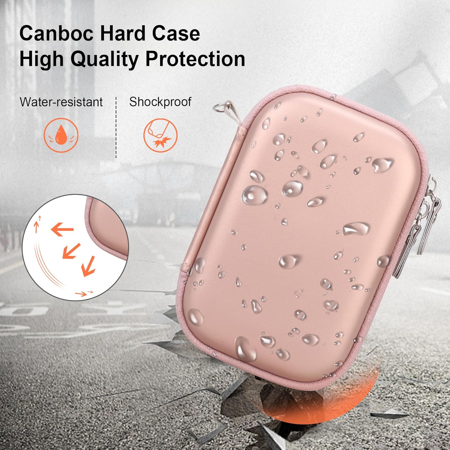 Thumbnail 4 de Canboc Hard Case for Fujifilm Instax Mini Link 2/Link 3 Mini Link Smartphone Printer (Mesh Pocket) – Rose Gold