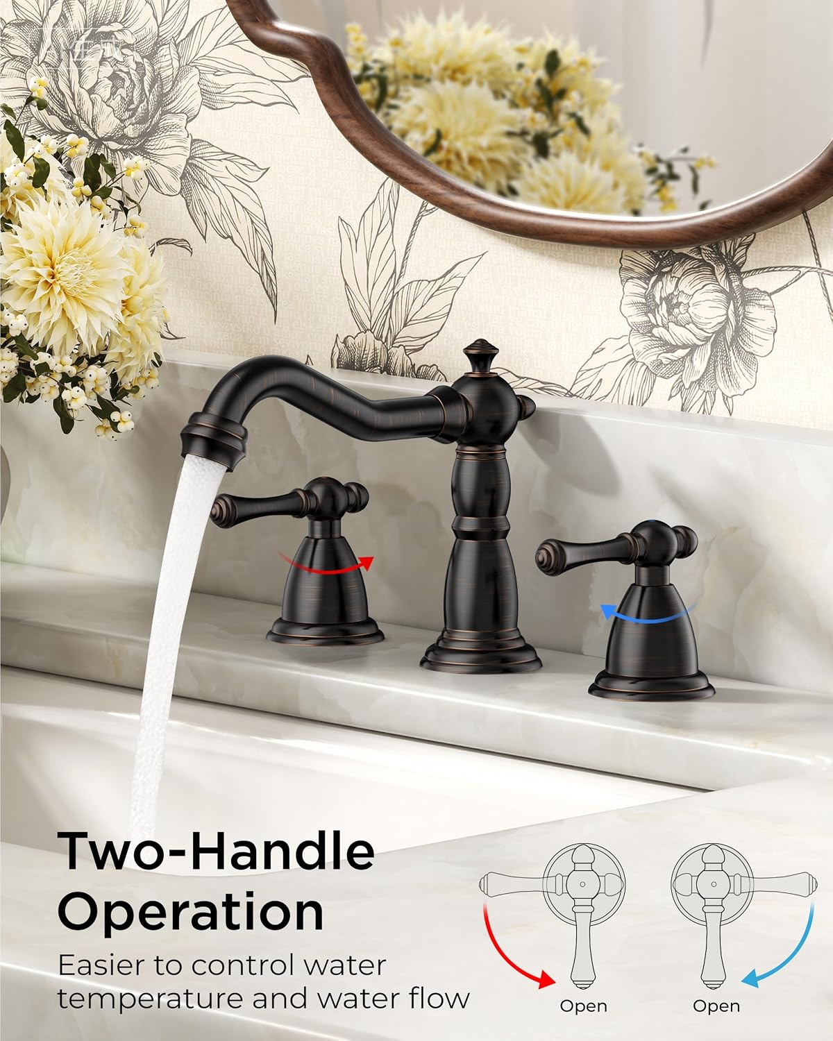 Thumbnail 4 de FORIOUS 8-Inch Widespread Bathroom Faucet, Oil-Rubbed Bronze, 2-Handle