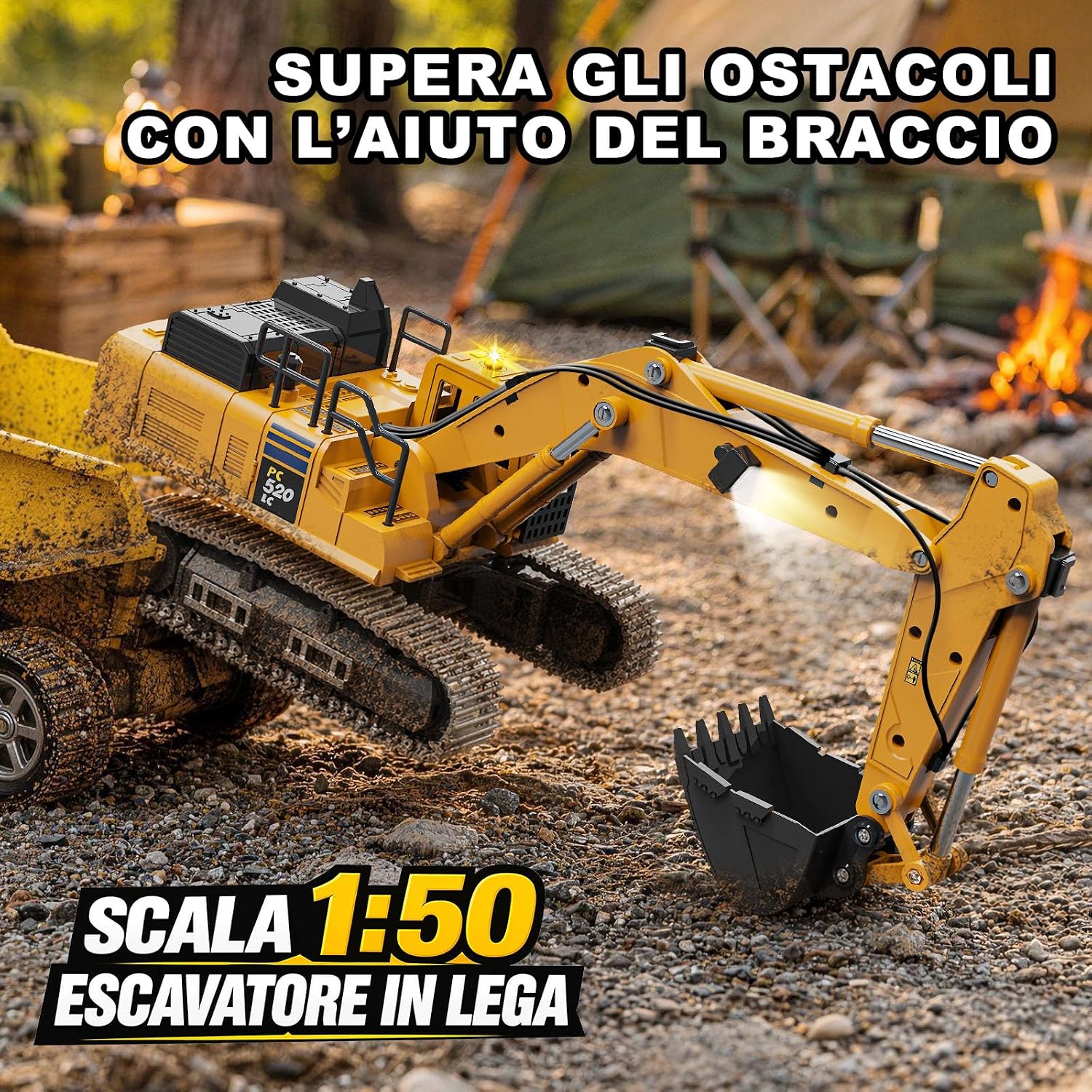 Detalle 2 de Escavatore Radiocomandato Professionale Mini 1:50: realismo, metallo e controllo accurato