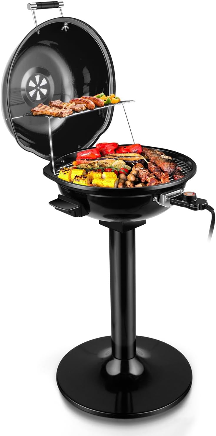 Detalle de Techwood Electric Grill 1600W Portable Indoor/Outdoor BBQ Grill with Removable Stand