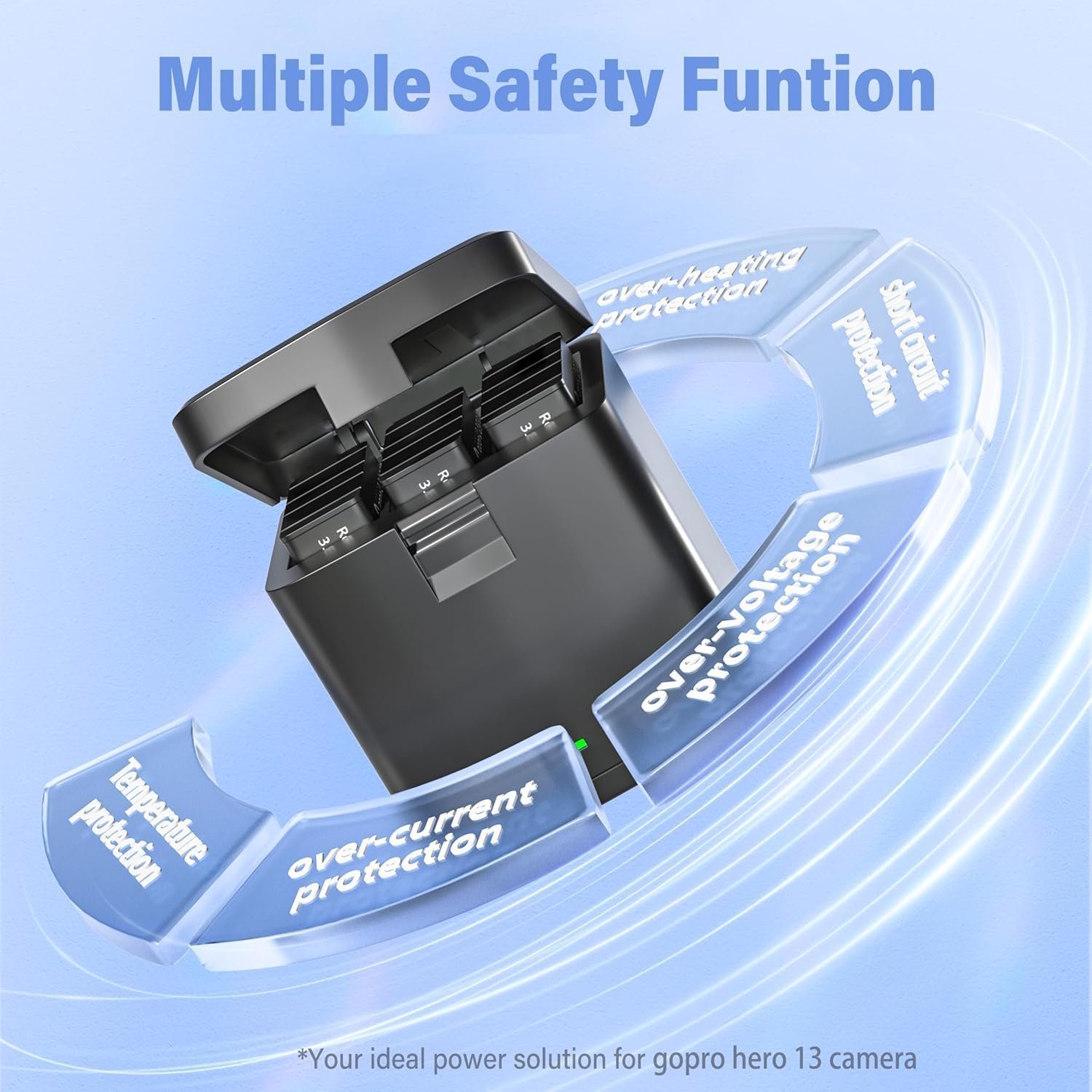 Thumbnail 2 de Battery for Hero 13: 2 Pack 2100mAh Rechargeable Batteries + 3-Channel Charger Case